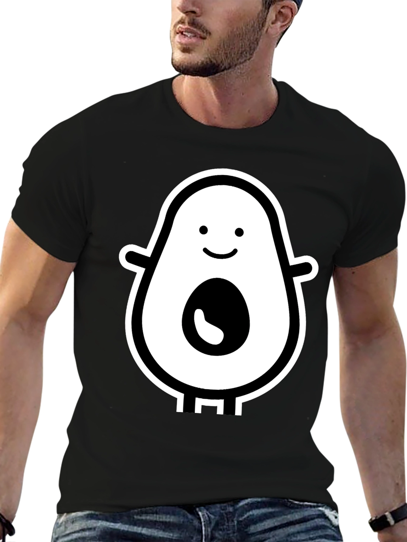 Black Funny Avocado T-Shirt - Cute Cartoon Fruit Tee view 6