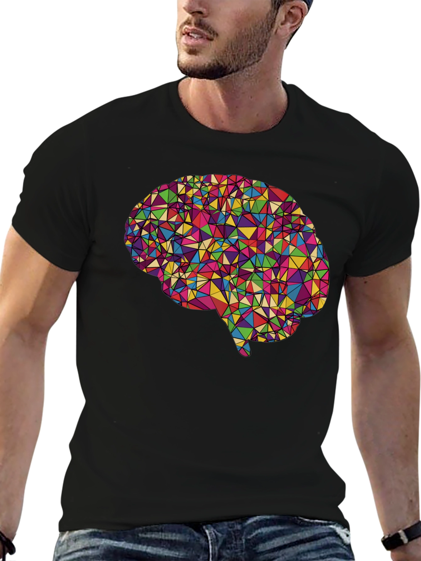 Geometric Brain Graphic Tee - Black - 6
