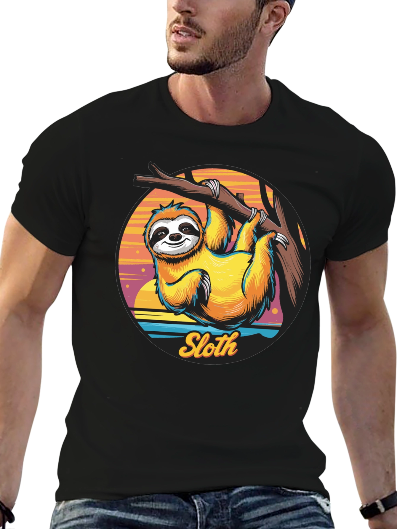 Black Sloth Graphic T-Shirt - Hang Loose Style view 6