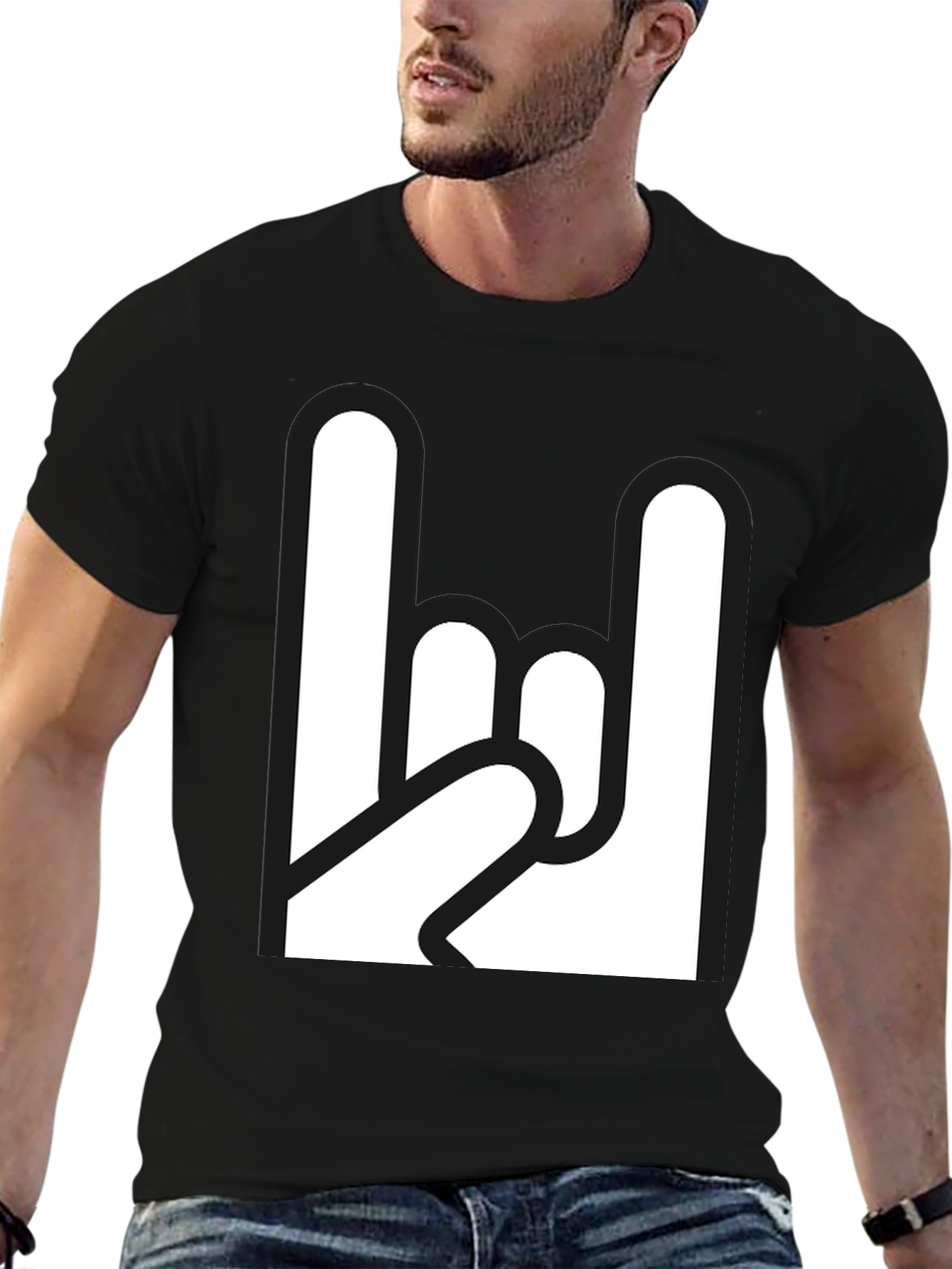 Black Rock On Graphic Tee - Classic Black T-Shirt view 6