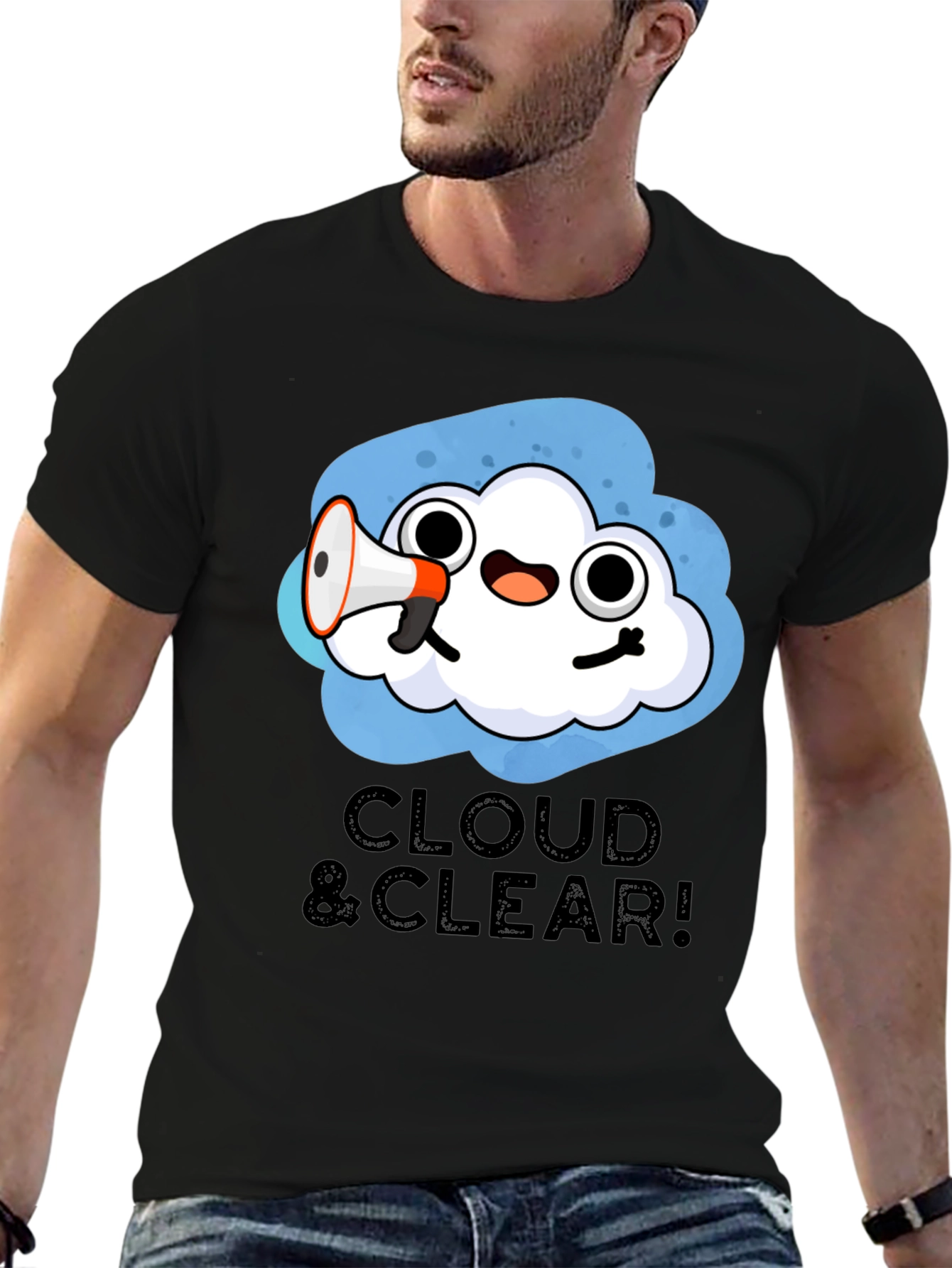 Black Cloud & Clear! Graphic T-Shirt - Fun Weather Design view 6