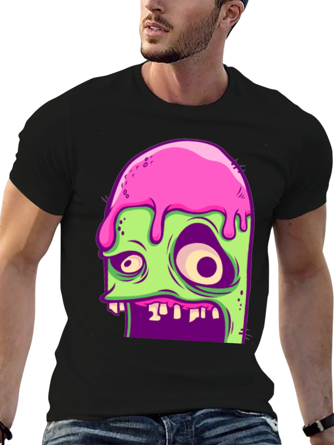 Black Zombie Melt T-Shirt - Unique Graphic Tee view 6