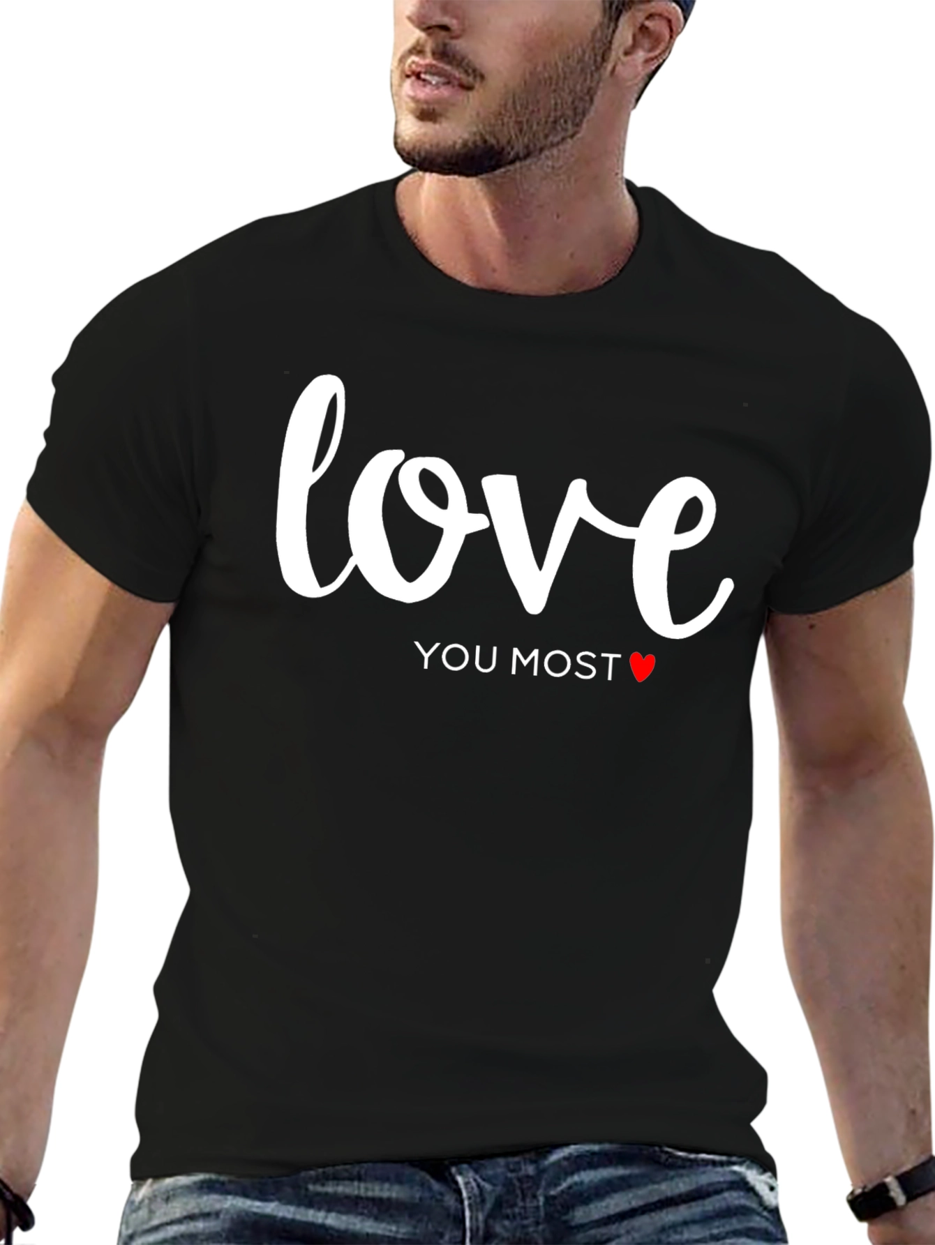 Black Love You Most Graphic Tee - Black view 6