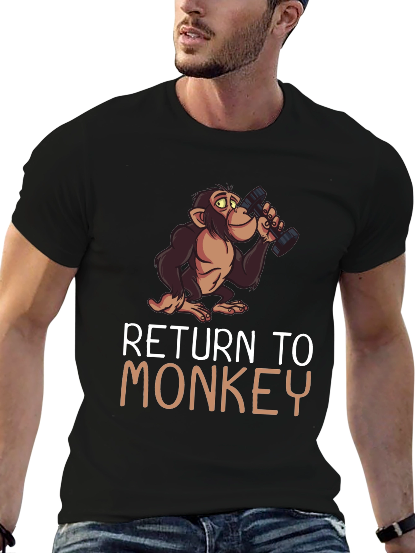 Black Return To Monkey Novelty Graphic Tee view 6
