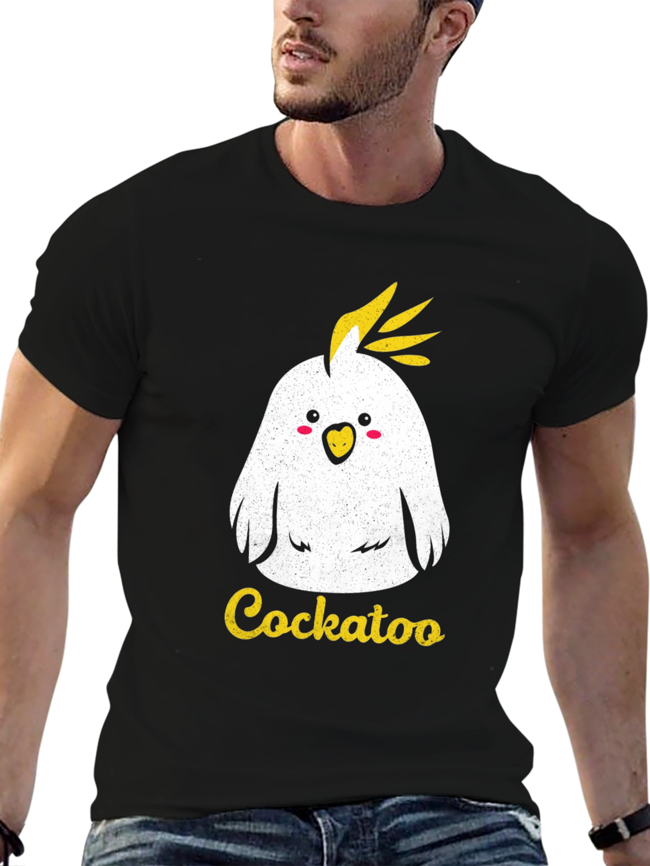 Black Cute Cockatoo Graphic T-Shirt - Unisex view 6