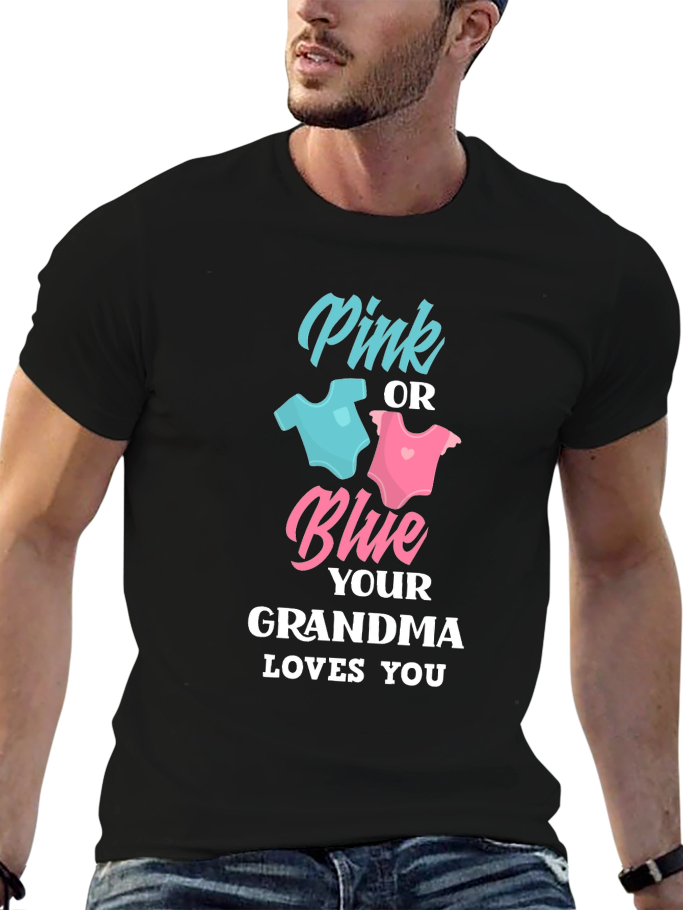 Black Pink or Blue Grandma Loves You T-Shirt view 6