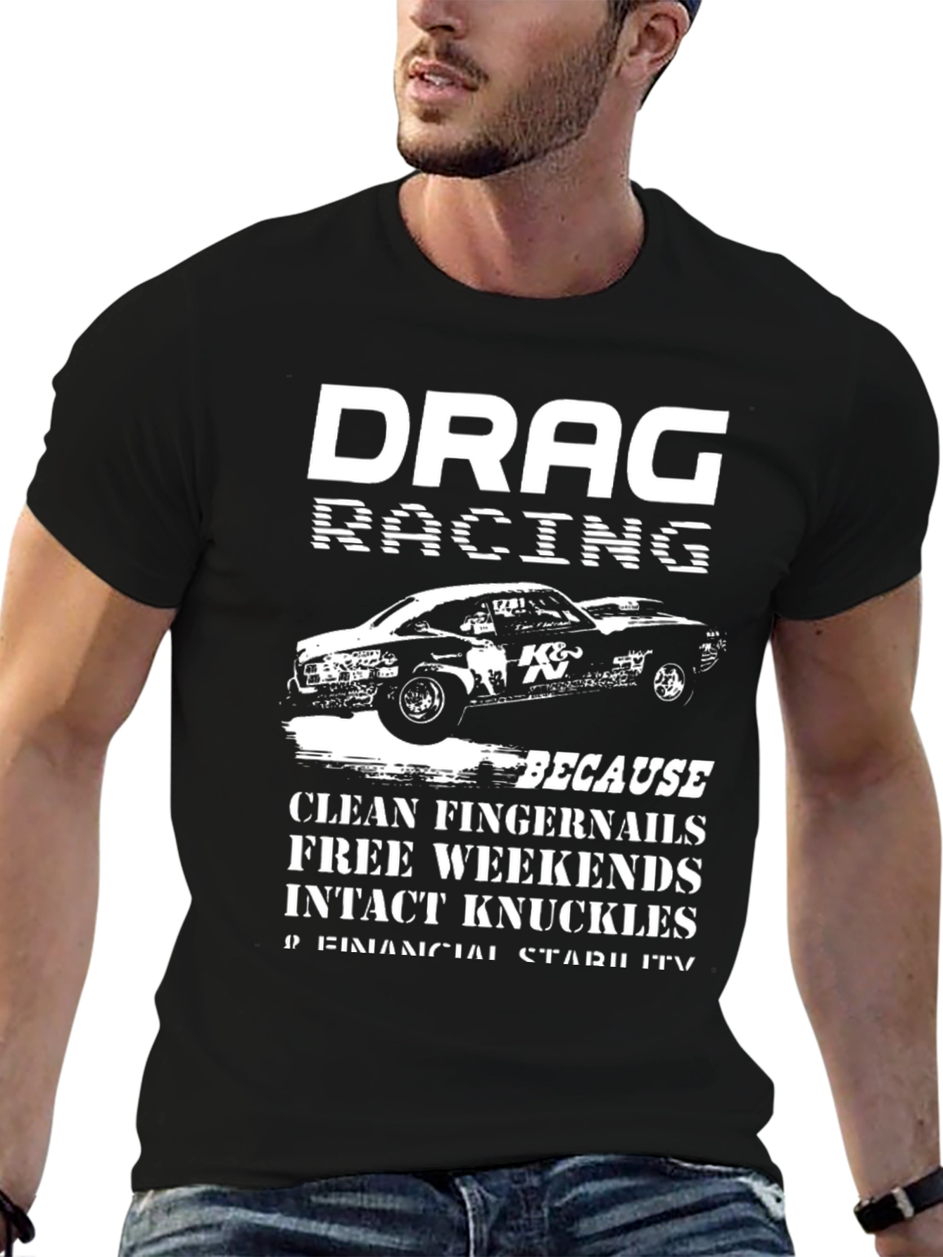 Black Drag Racing Graphic T-Shirt view 6