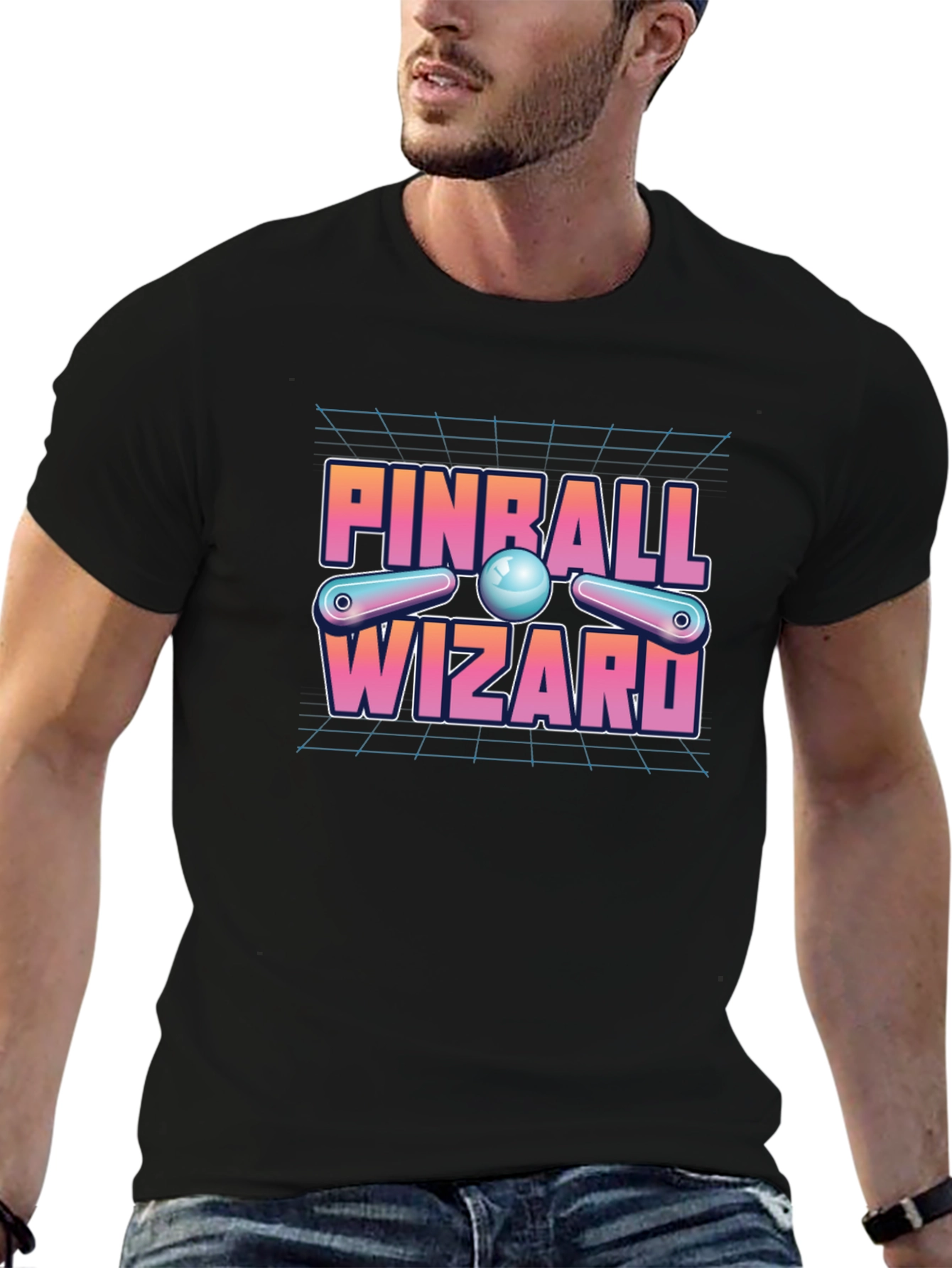 Black Pinball Wizard Black Graphic Tee view 6