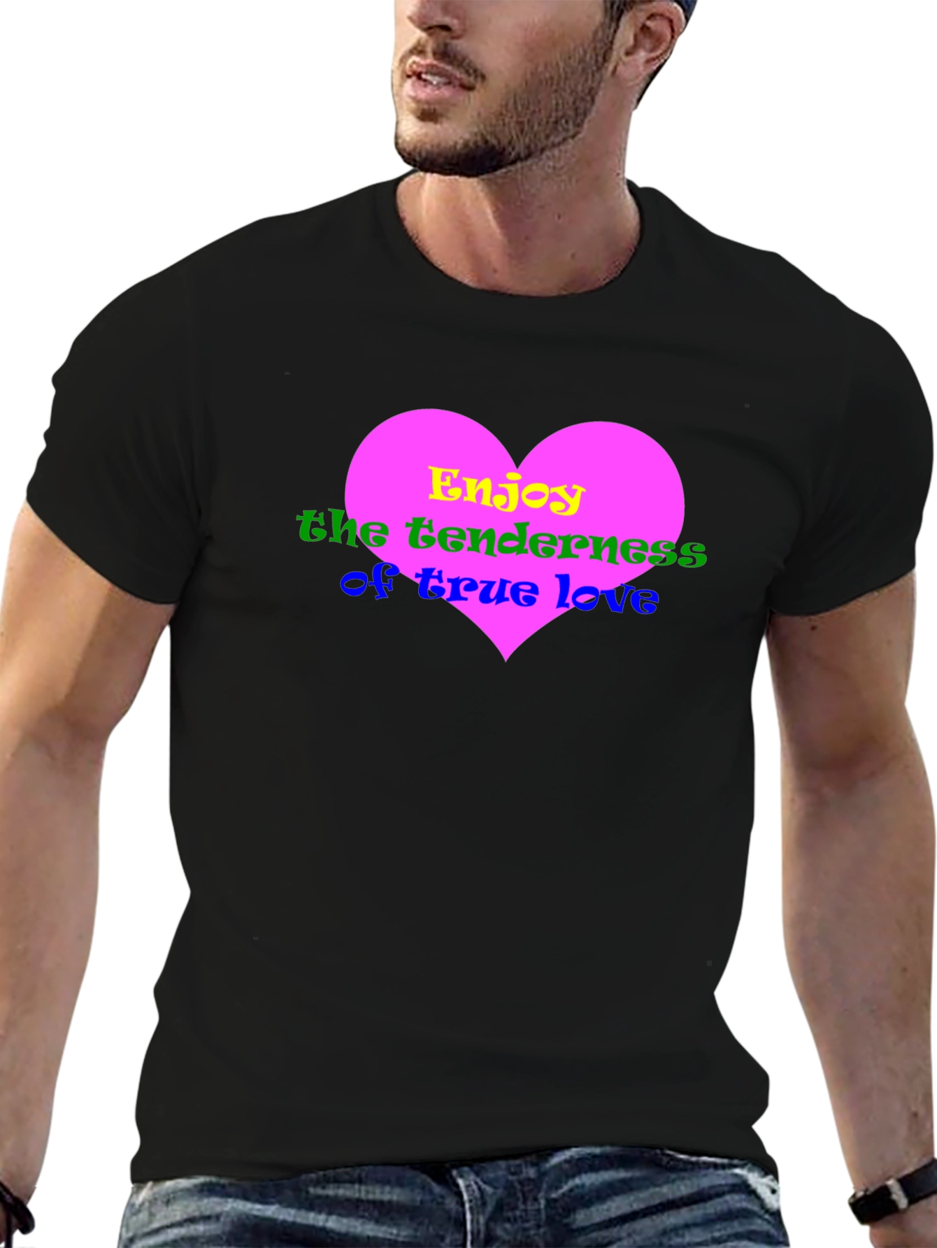Black Heart Love Graphic Black T-Shirt view 6