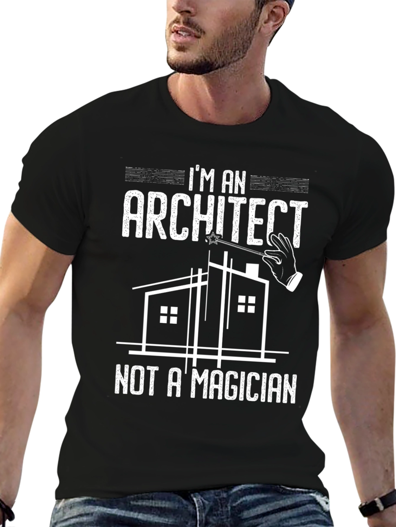 Black Architect T-Shirt: I'm An Architect, Not A Magician Tee view 6