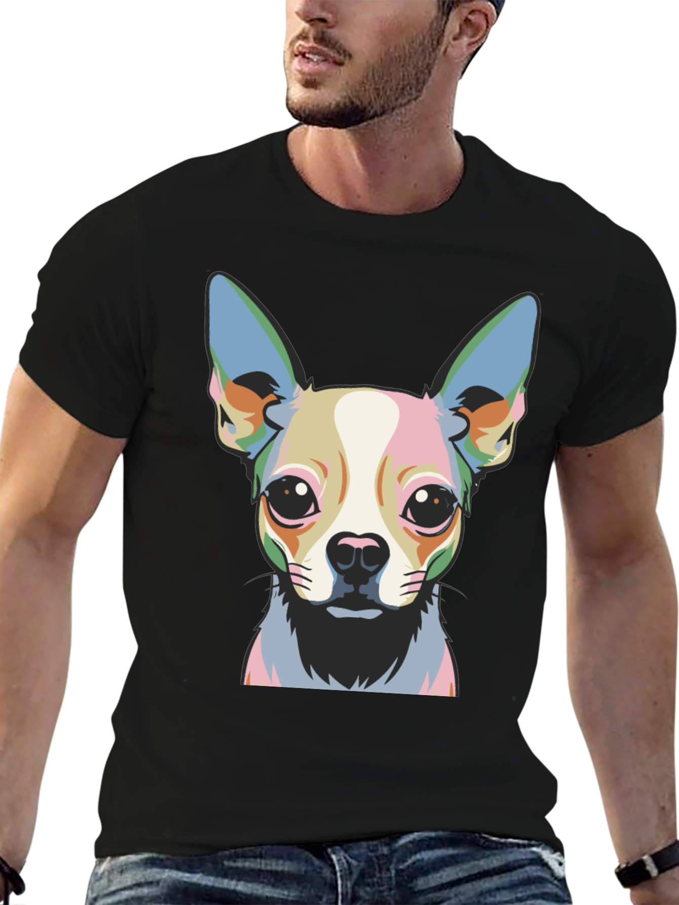Black Chihuahua Pop Art Graphic Tee - Black view 6