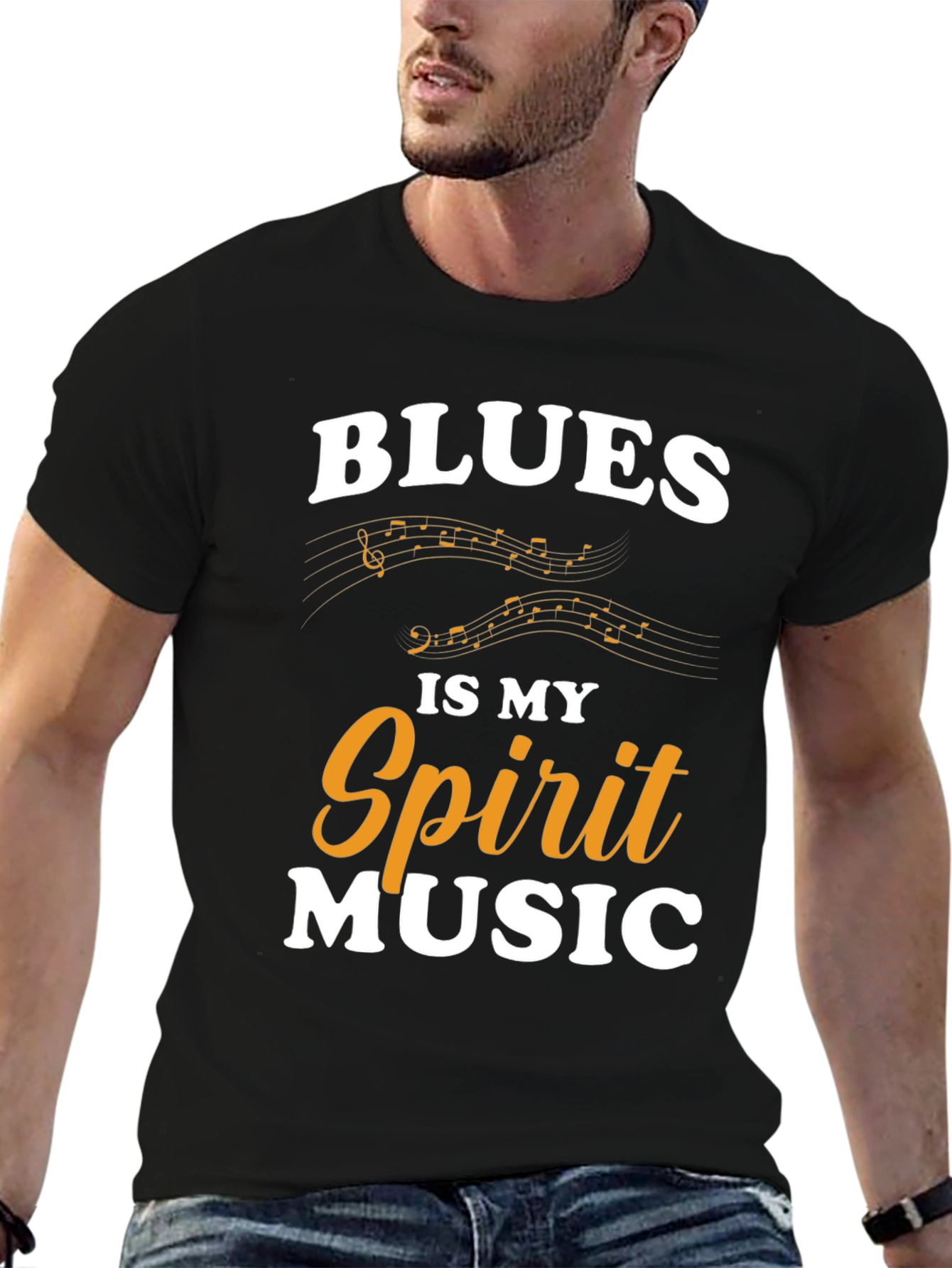 Black Blues Is My Spirit Music Graphic T-Shirt view 6