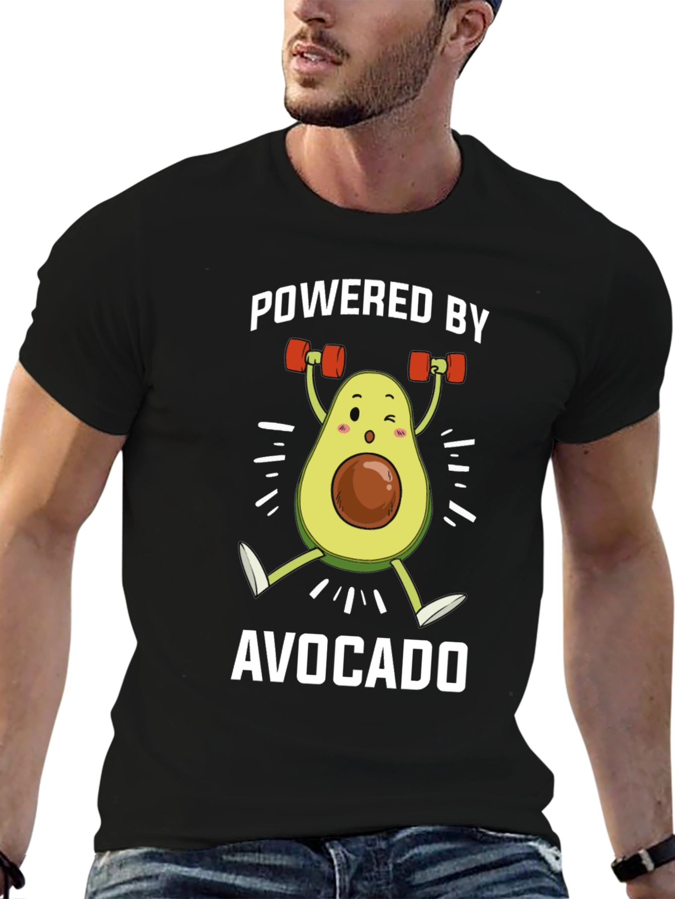 Black Powered by Avocado Black T-Shirt view 6