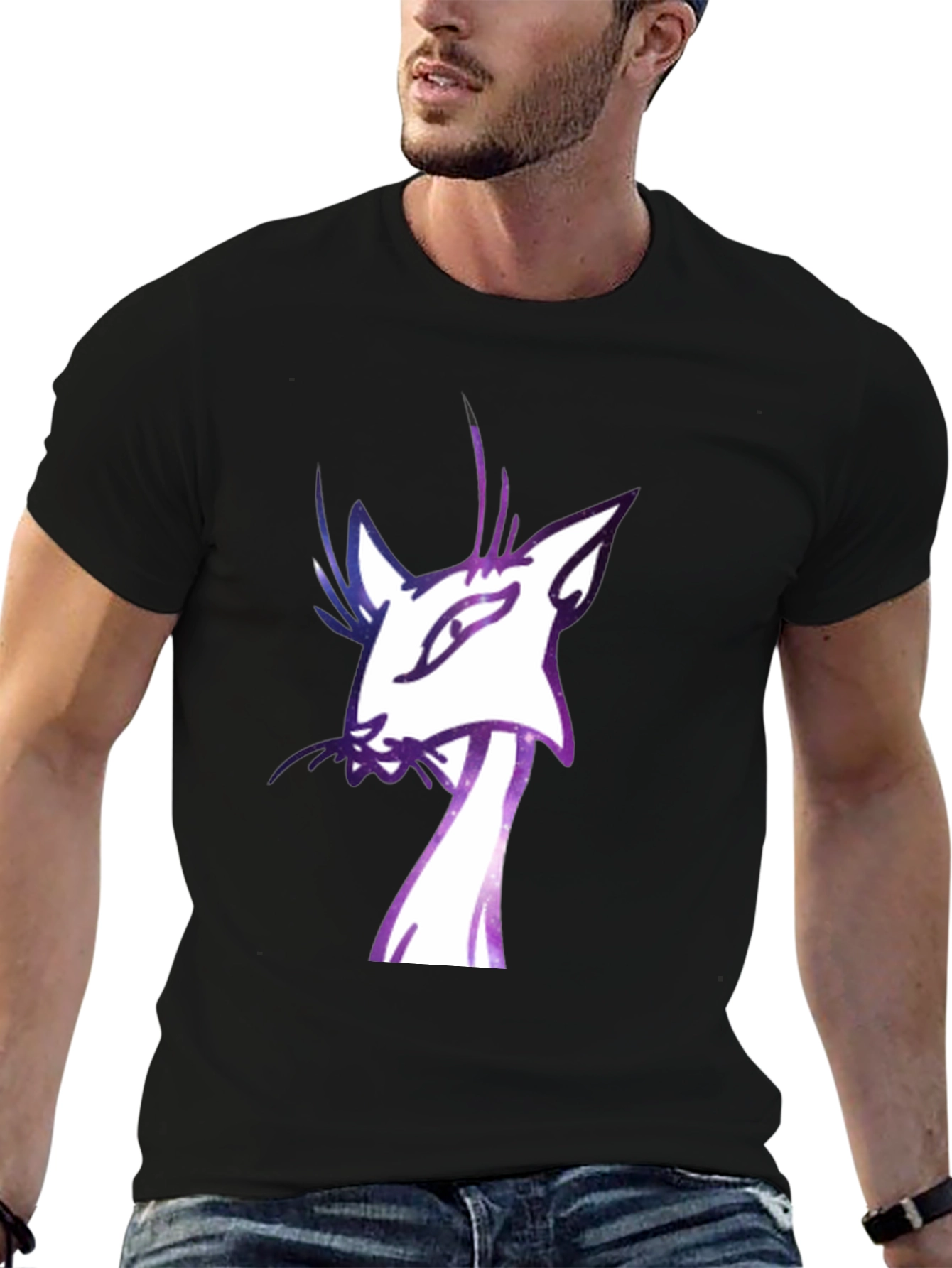 Black Cool Cat Graphic T-Shirt - Soft Cotton Blend view 6