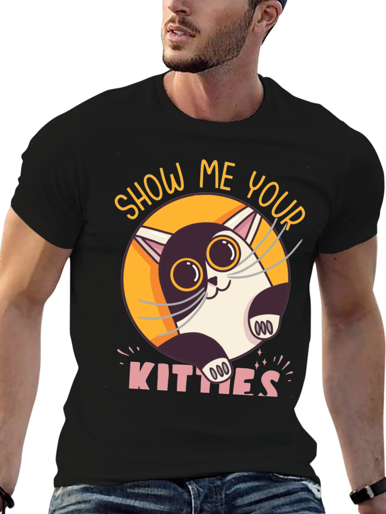 Black Show Me Your Kitties Graphic T-Shirt view 6