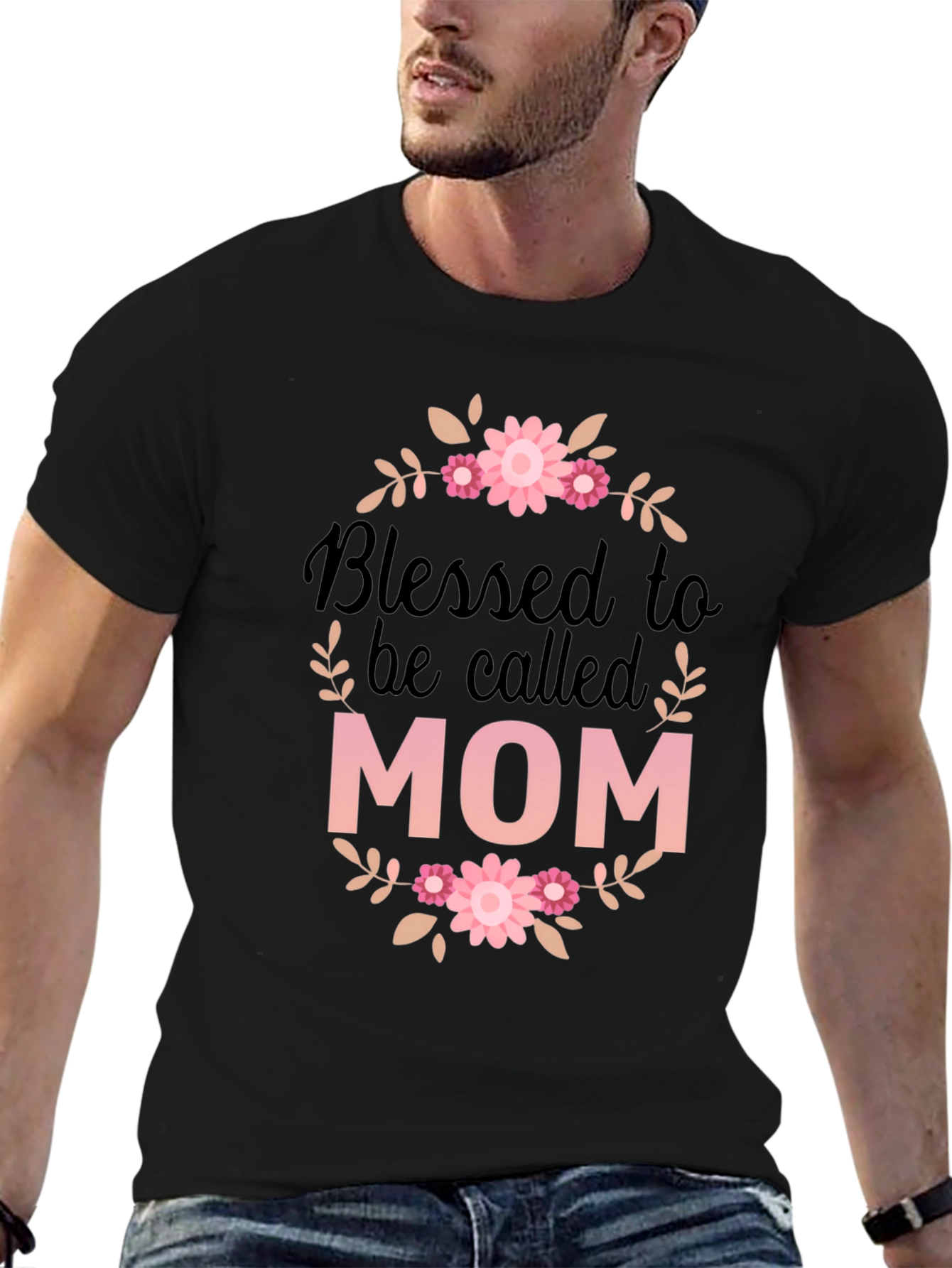 Black Blessed Mom Graphic Tee - Black T-Shirt view 6