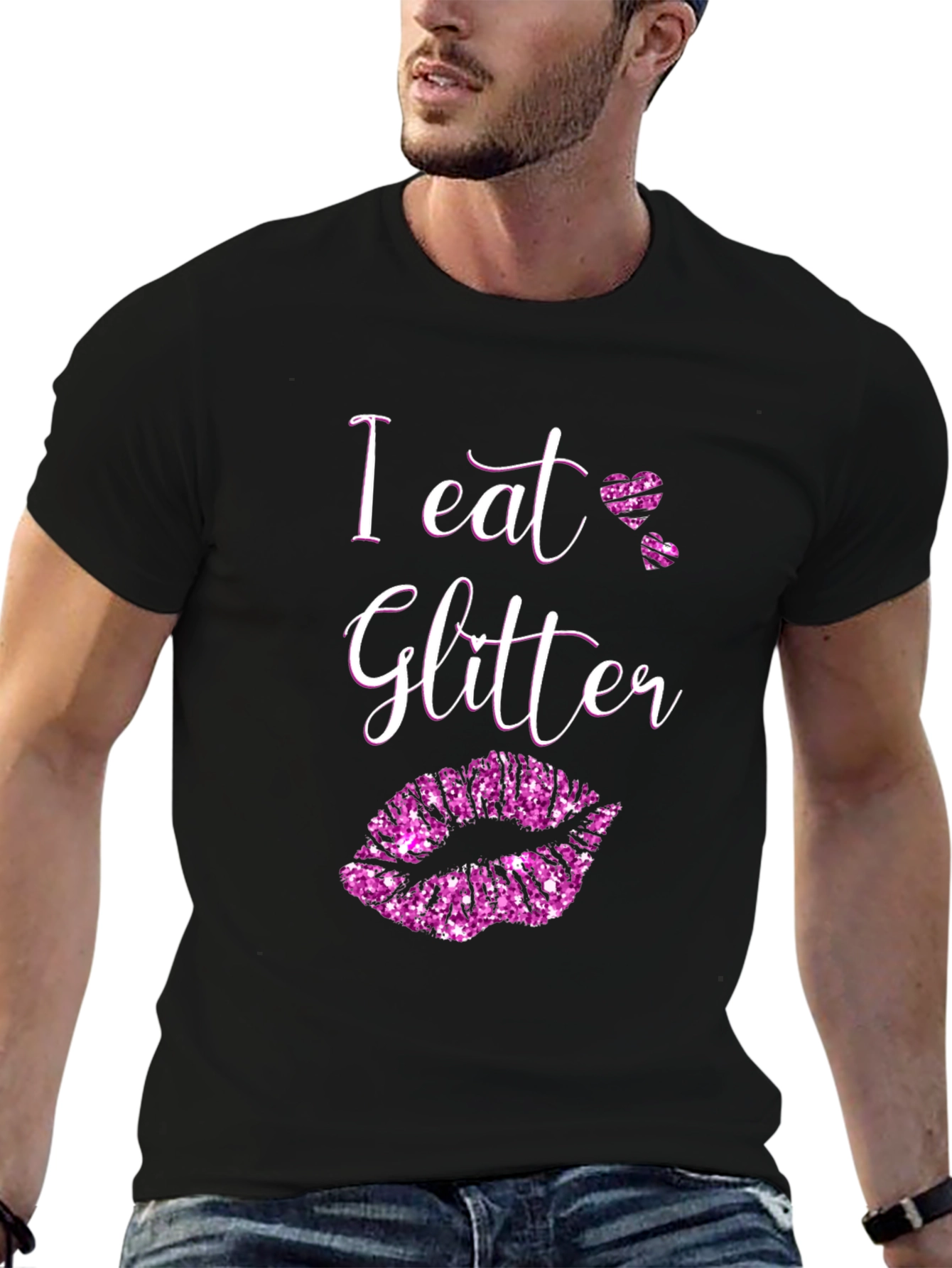 Black I Eat Glitter Black T-Shirt view 6