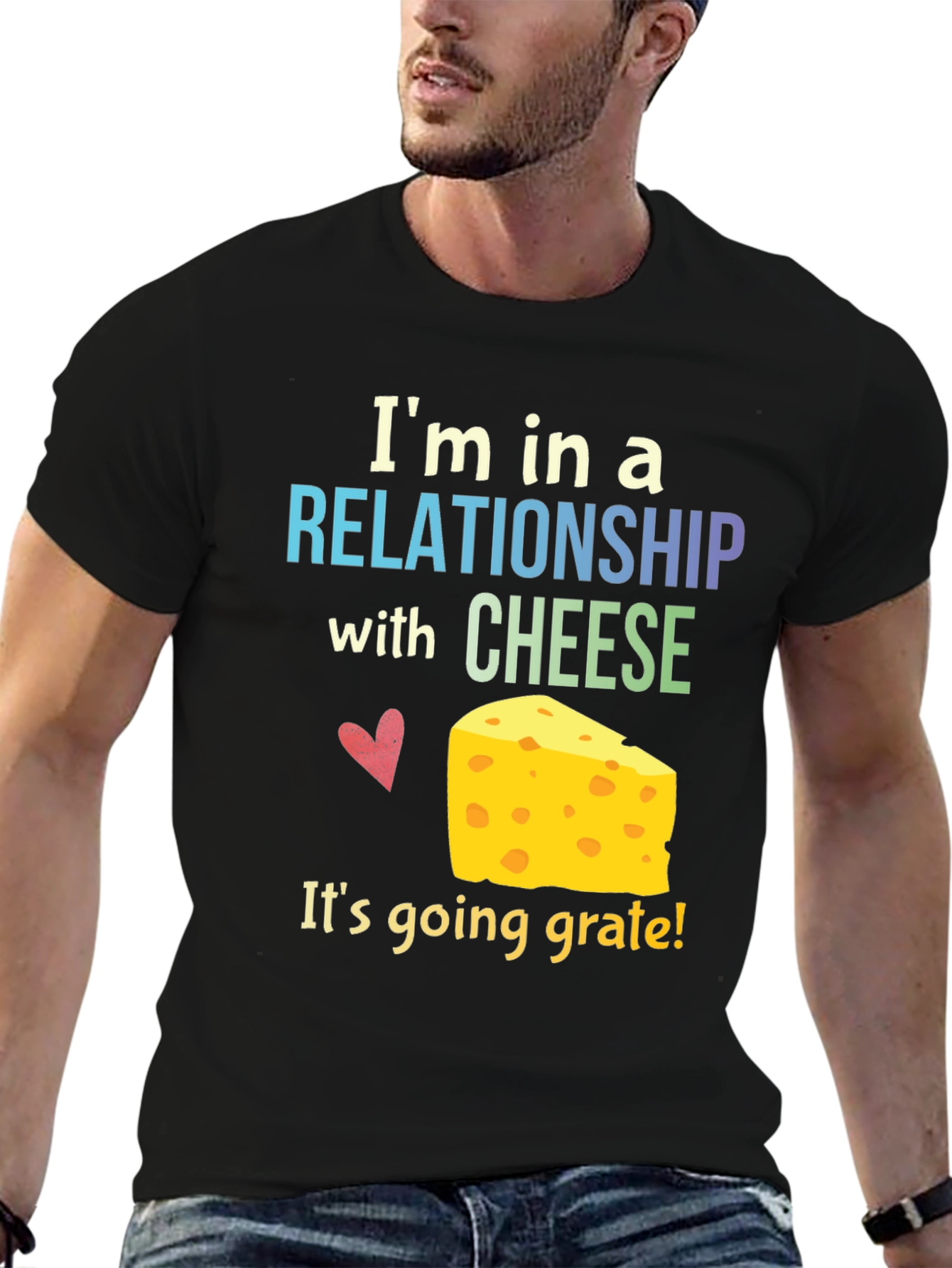 Black Cheese Lover T-Shirt: Relationship with Cheese view 6