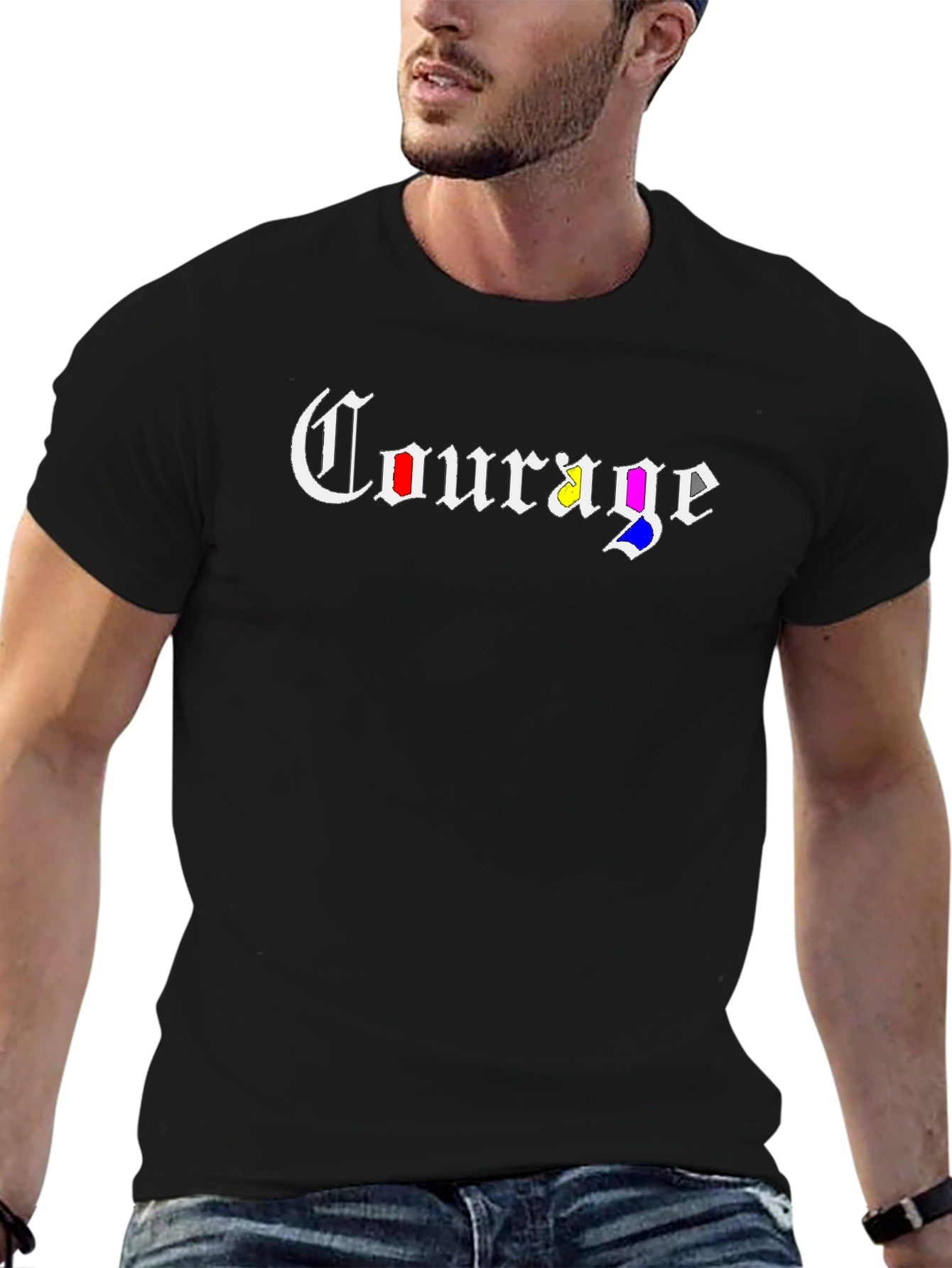 Black Courage Colorful Gothic T-Shirt view 6
