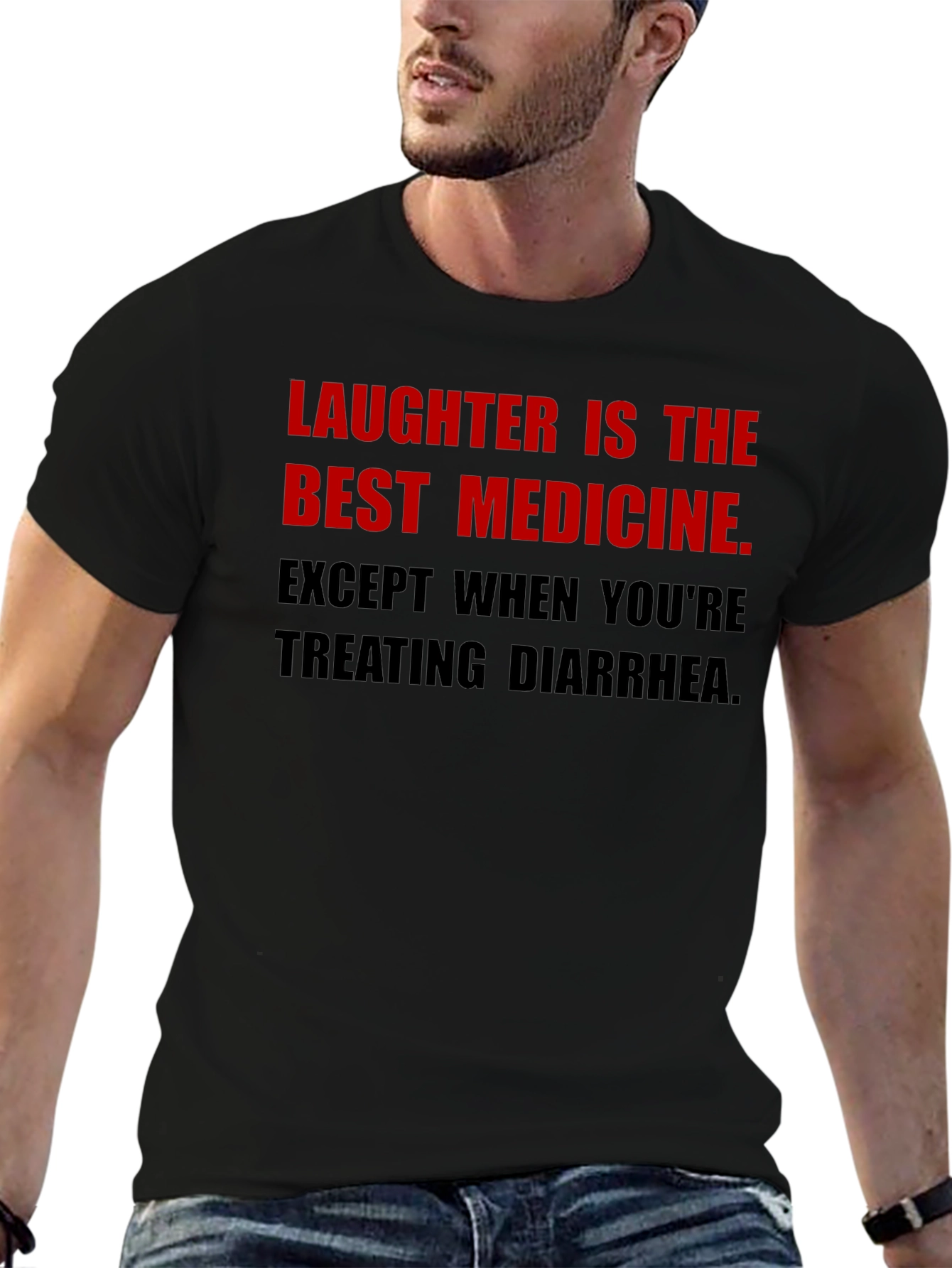 Black Humorous Laughter Medicine T-Shirt view 6
