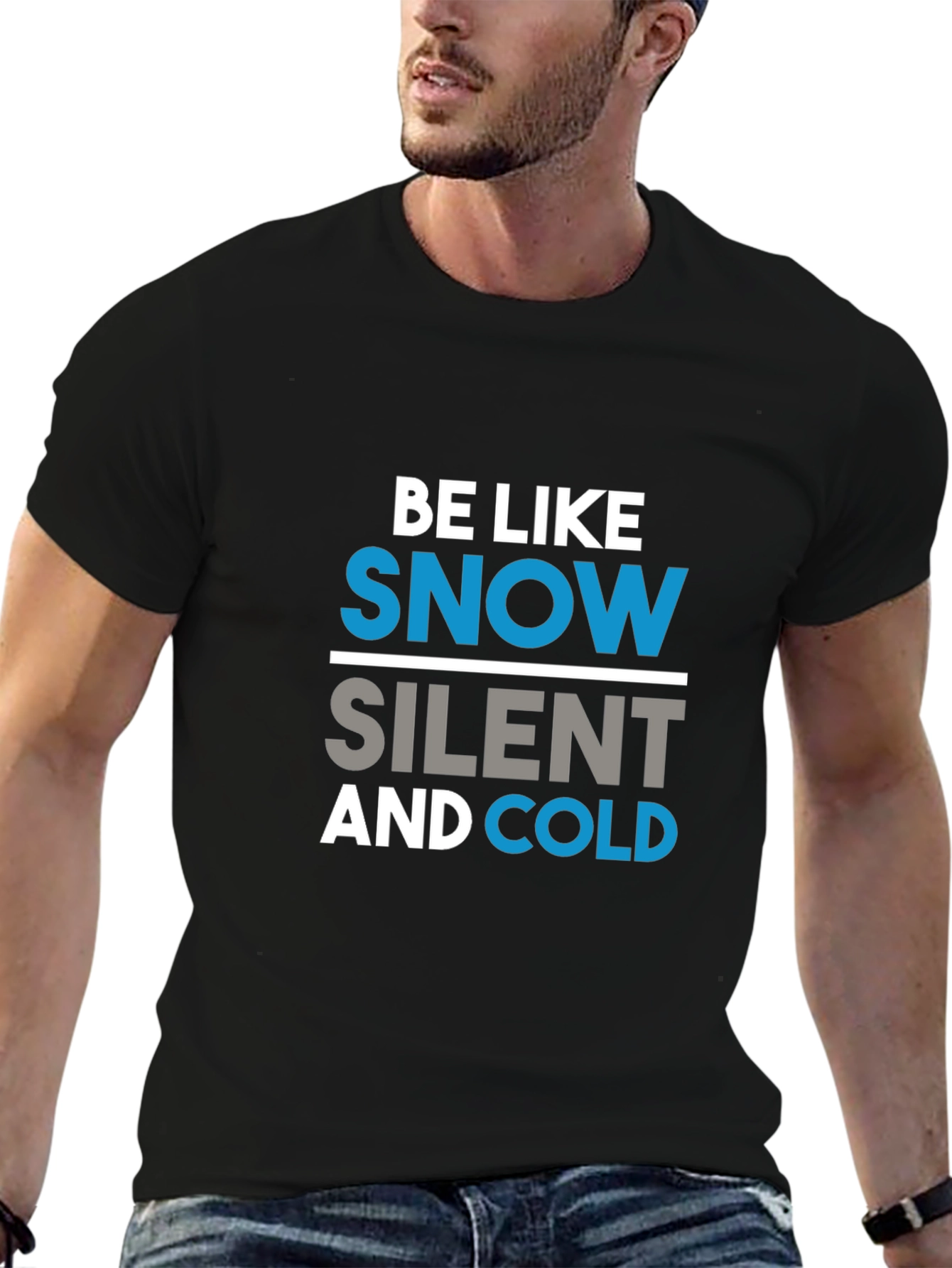 Black Be Like Snow T-Shirt, Funny Graphic Tee, Black Cotton Shirt view 6
