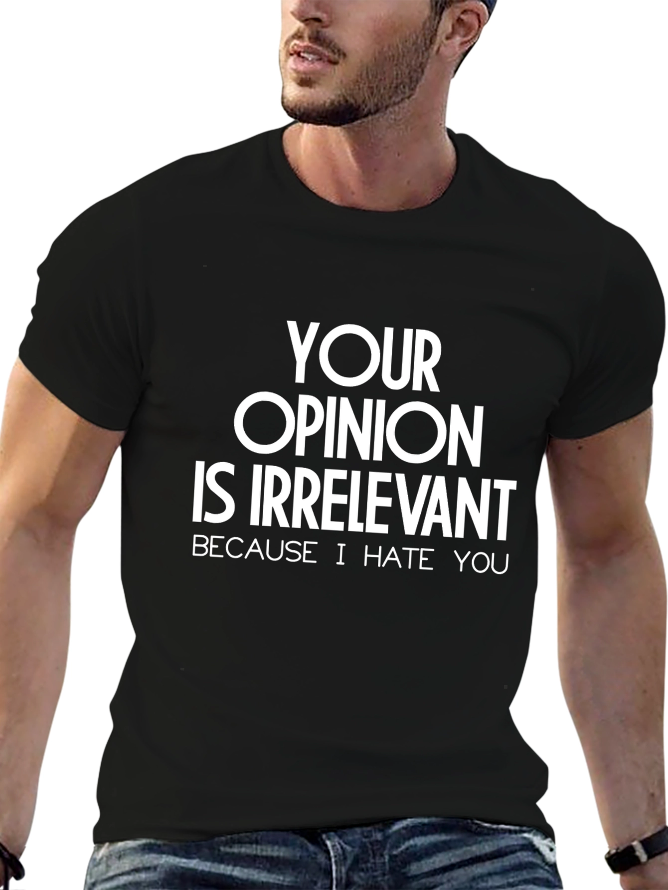 Black Irreverent Opinion T-Shirt - Hate You Edition view 6