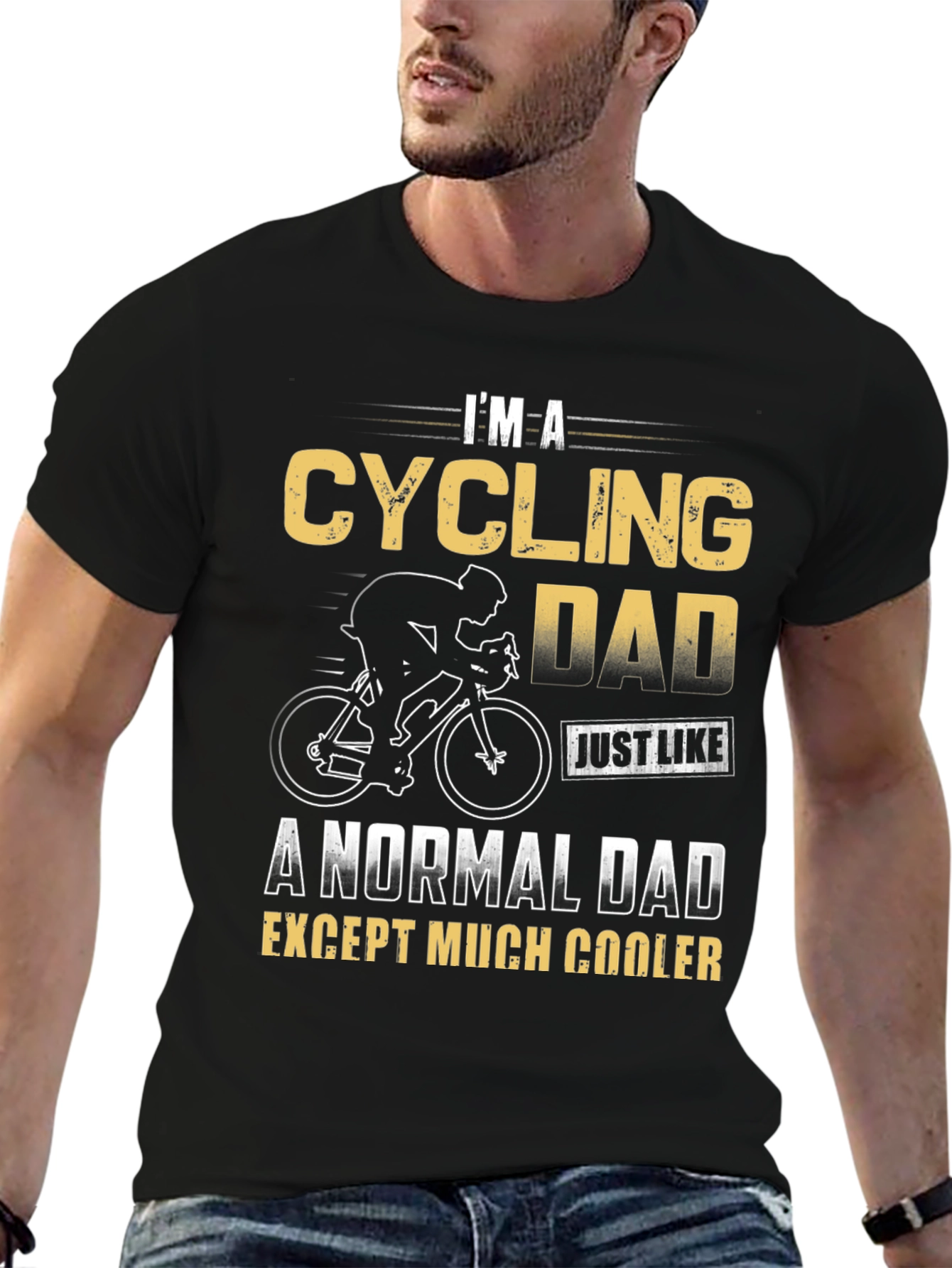 Black Cycling Dad T-Shirt - Cool Cyclist Father Gift view 6