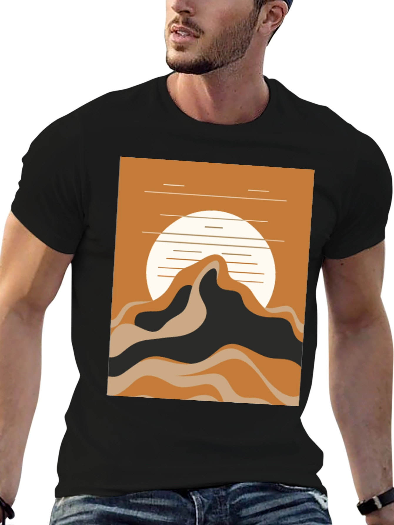 Black Mountain Sunset Graphic Tee - Black Cotton Blend view 6
