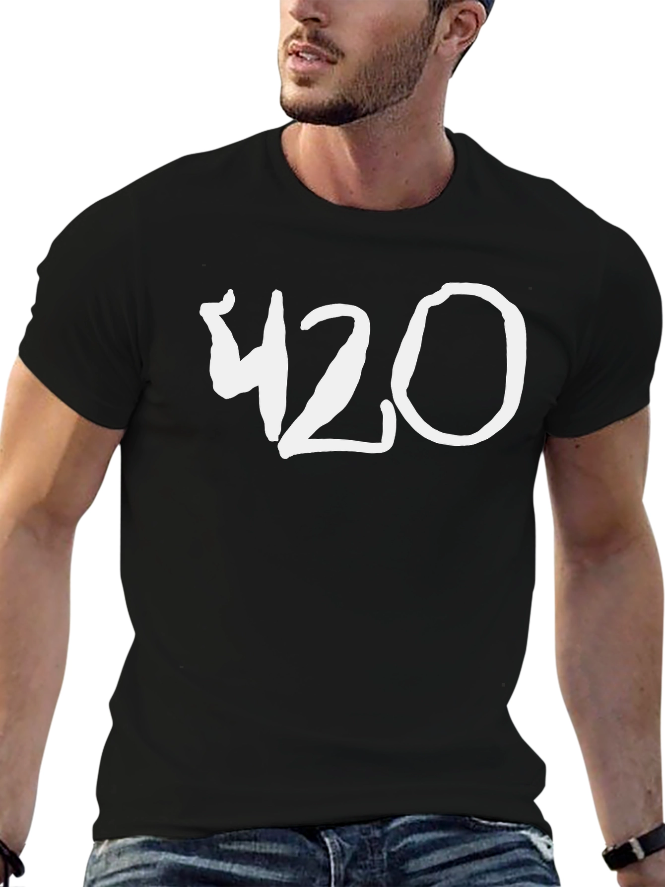 Black 420 Graphic Tee - Relaxed Fit Cotton T-Shirt view 6