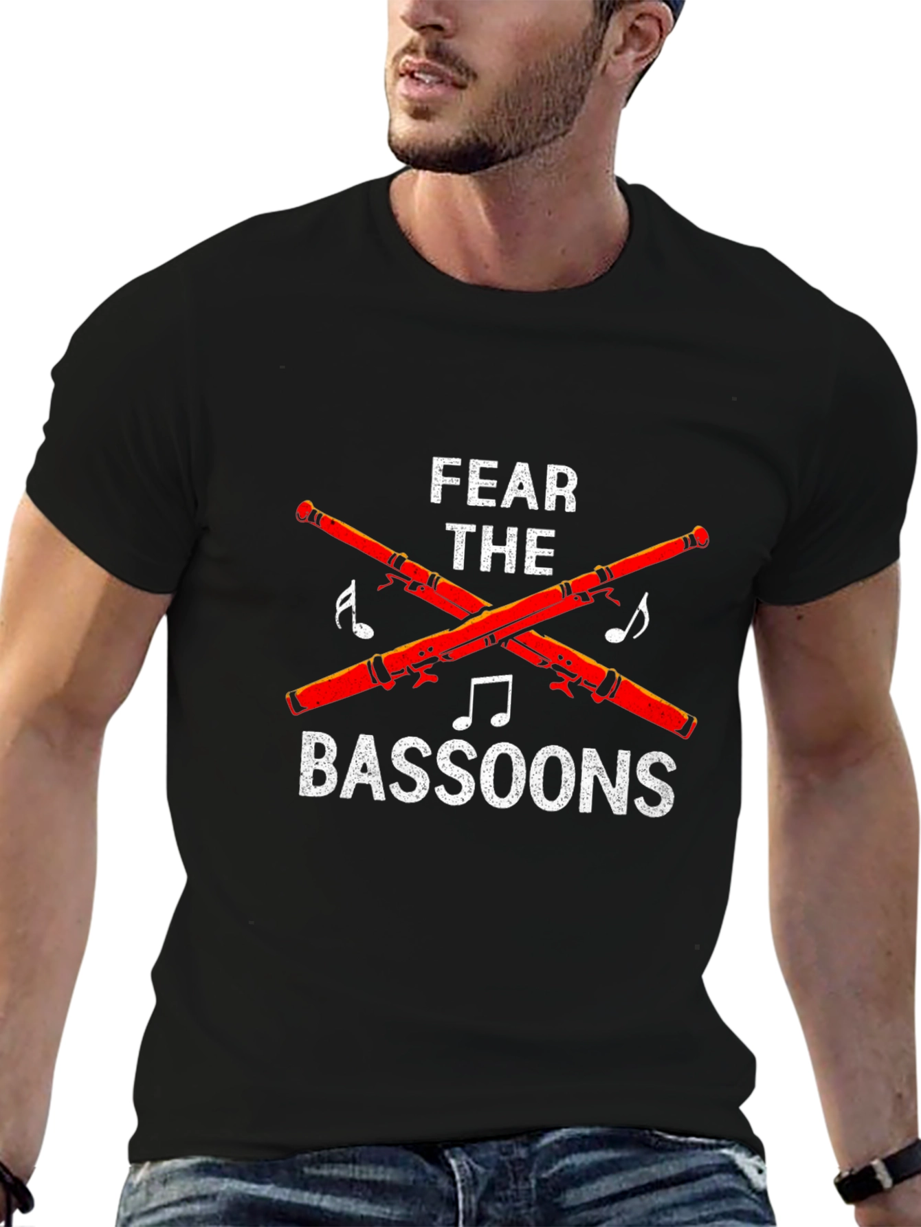 Black Fear the Bassoons T-Shirt - Music Lover Tee view 6