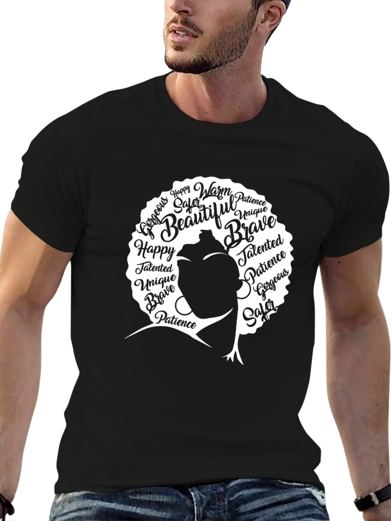 Black Empowered Woman Black T-Shirt - Words of Affirmation Design view 6