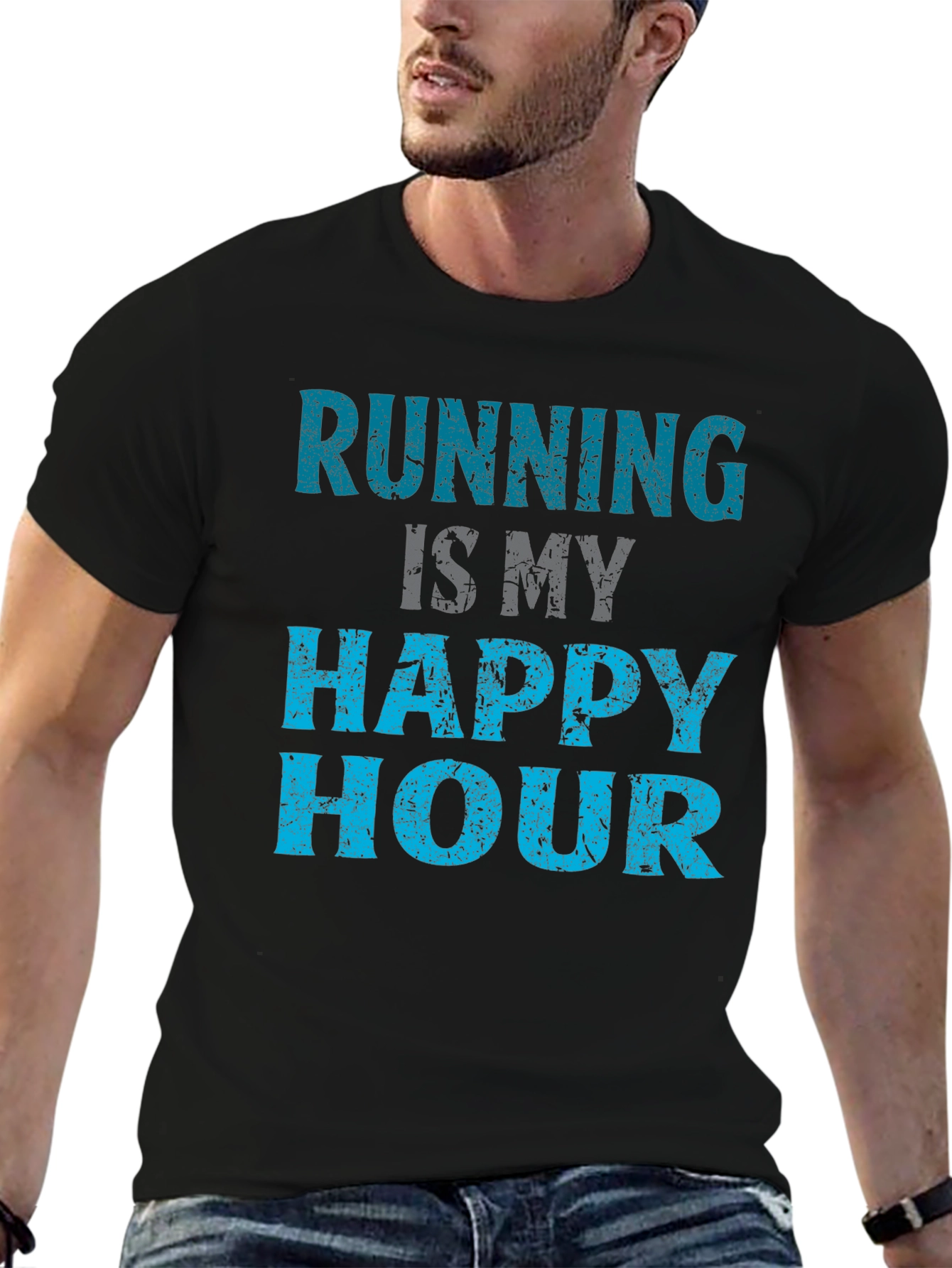 Black Running is My Happy Hour T-Shirt view 6