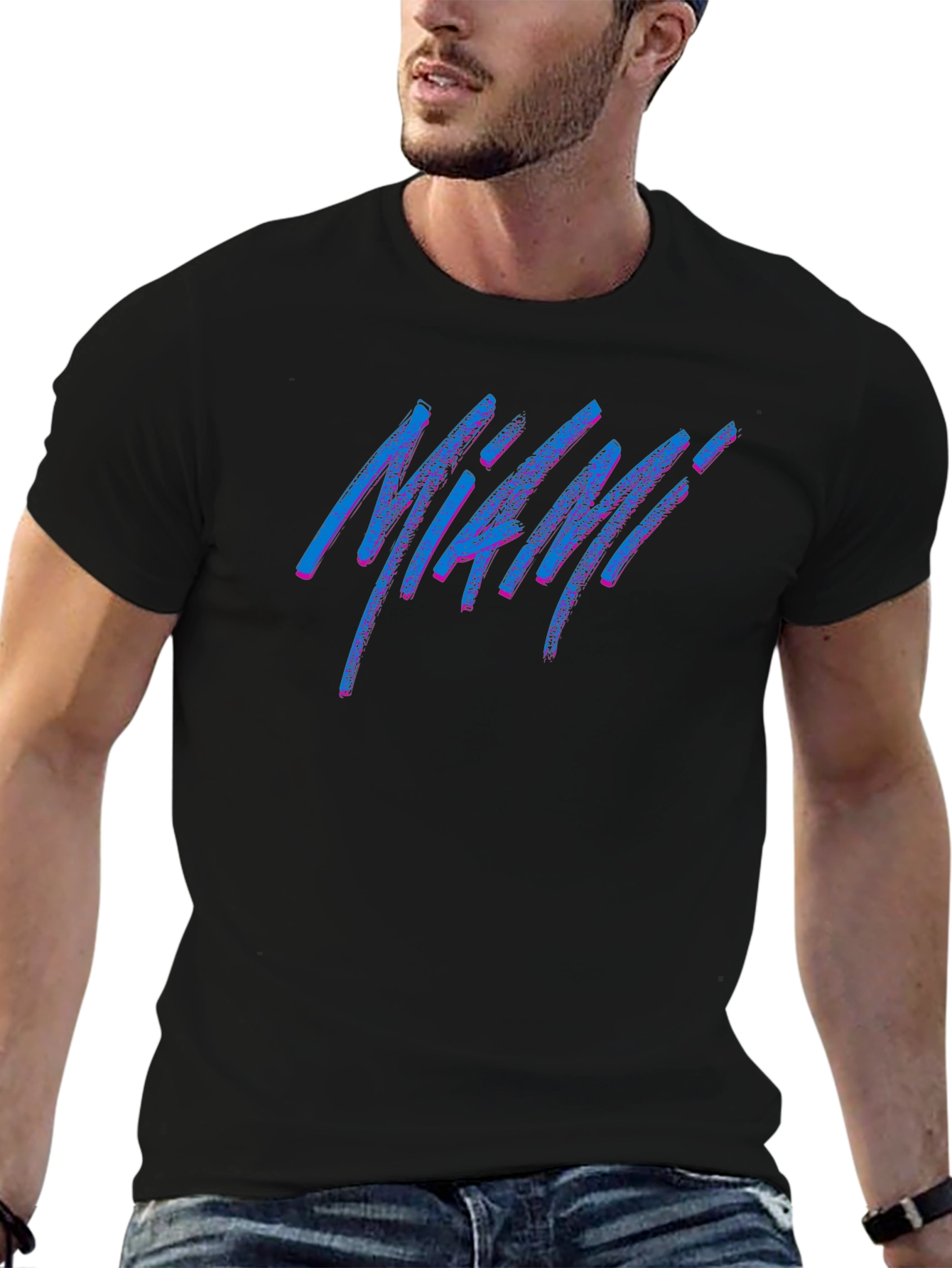 Black Miami Retro T-Shirt - Black view 6
