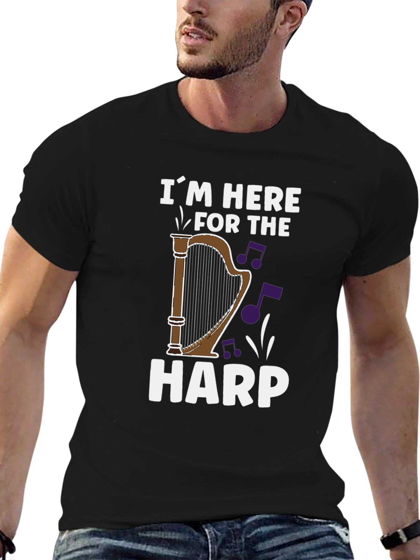 Black I'm Here For The Harp T-Shirt view 6