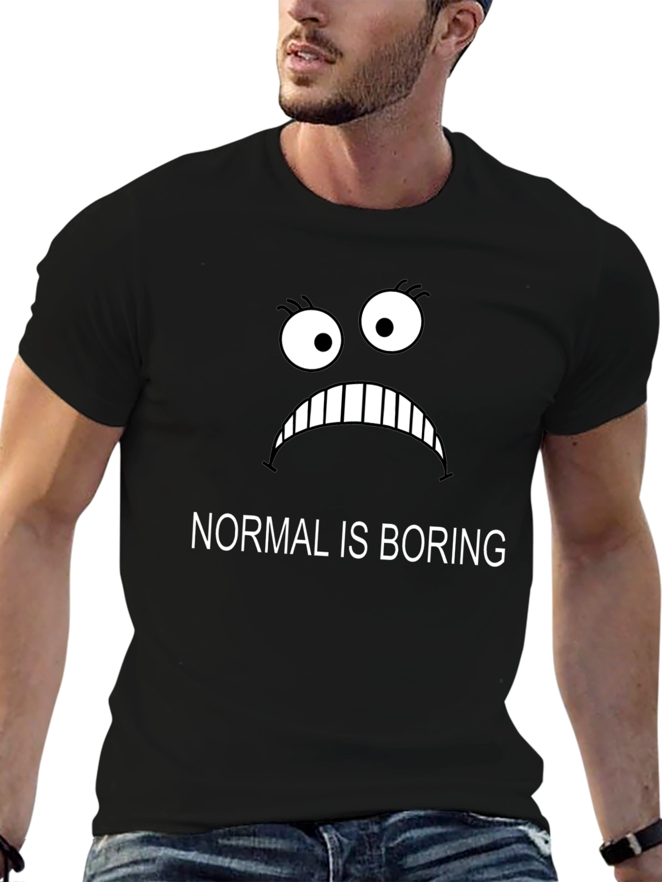 Black Normal Is Boring Graphic Tee - Black view 6