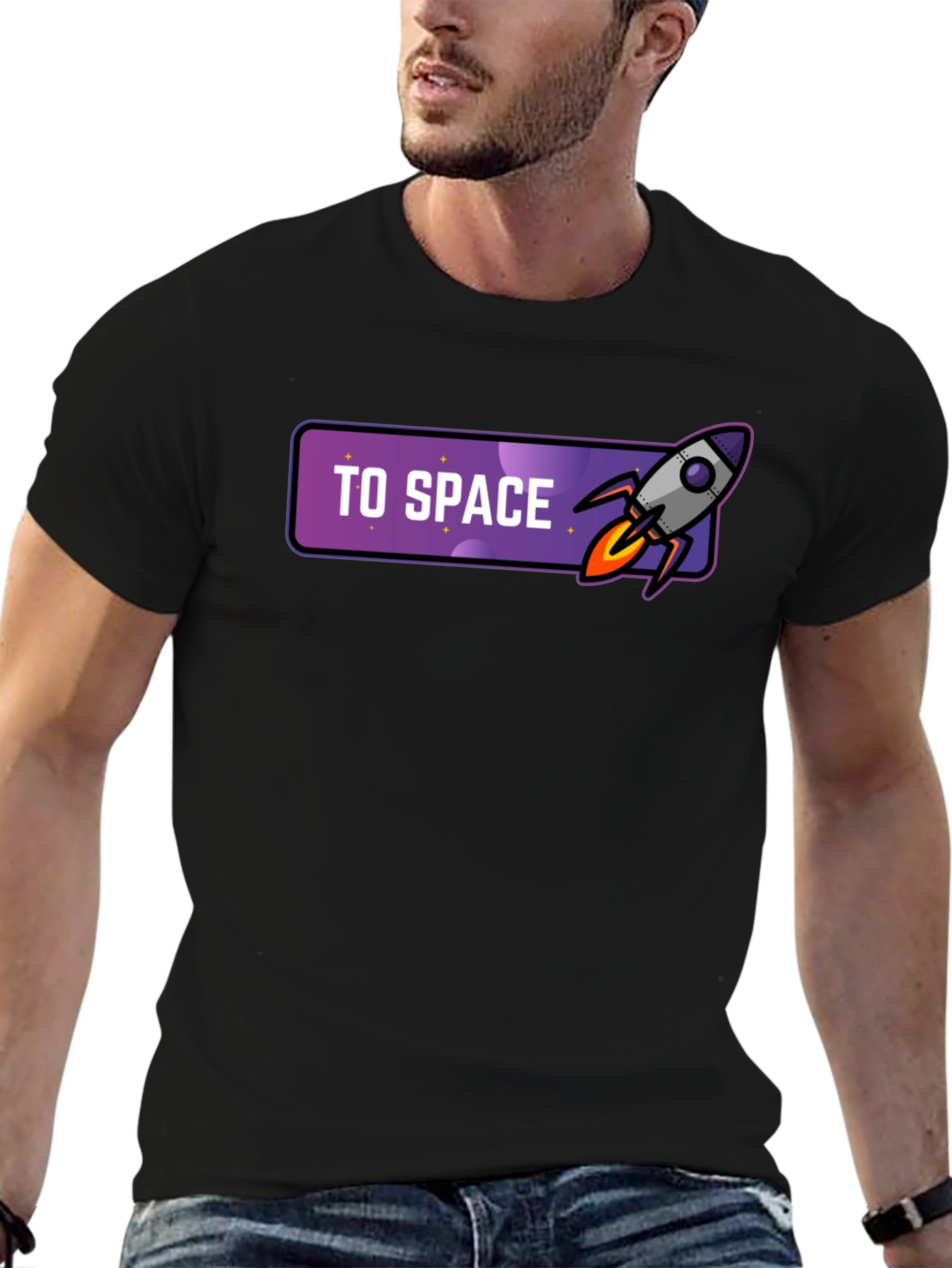 Black To Space T-Shirt - Rocket Graphic Tee view 6