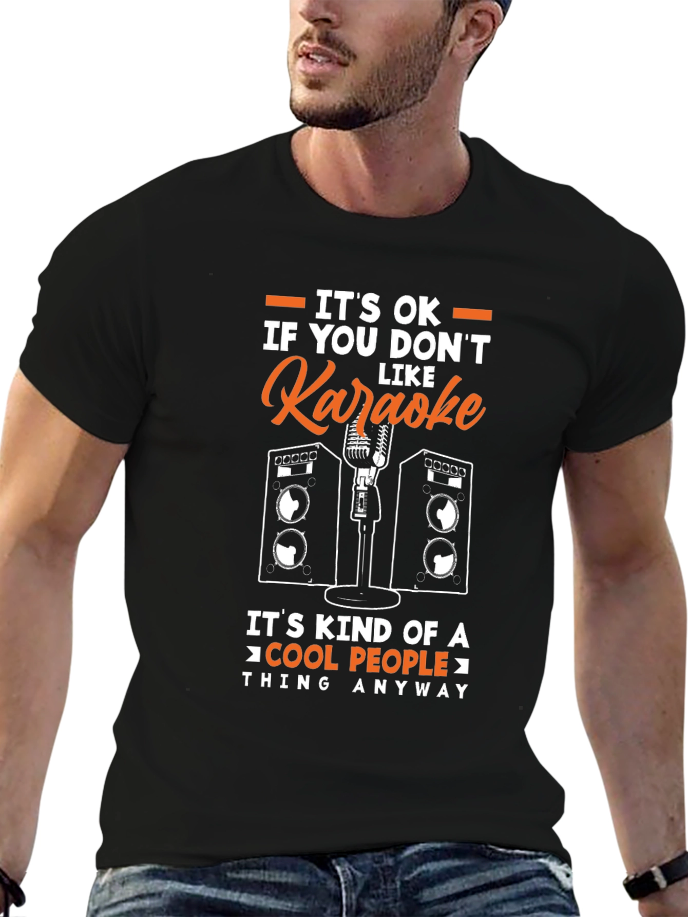 Black Funny Karaoke Lover Graphic T-Shirt view 6