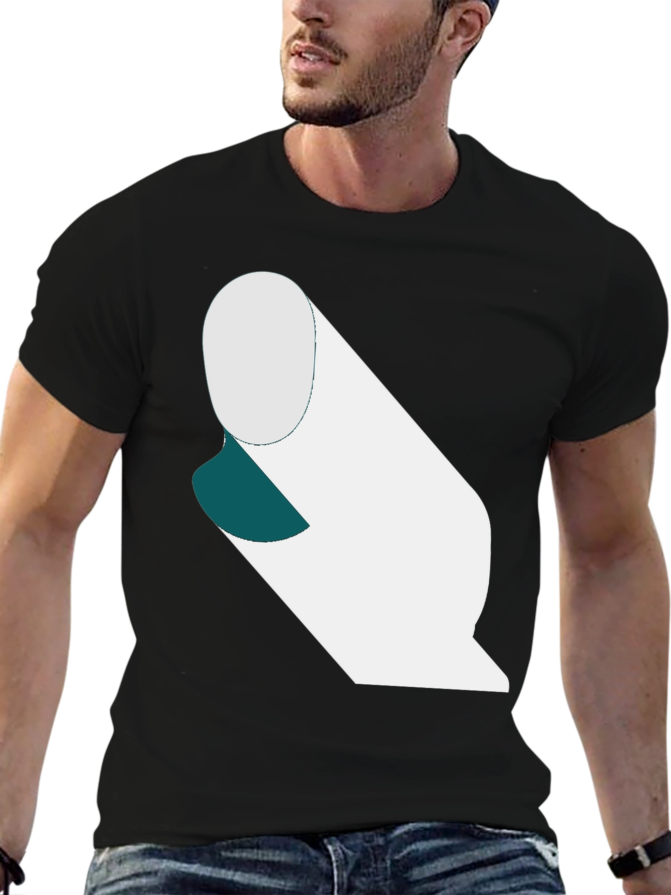Black Abstract Roll Graphic Tee - Modern Comfort view 6