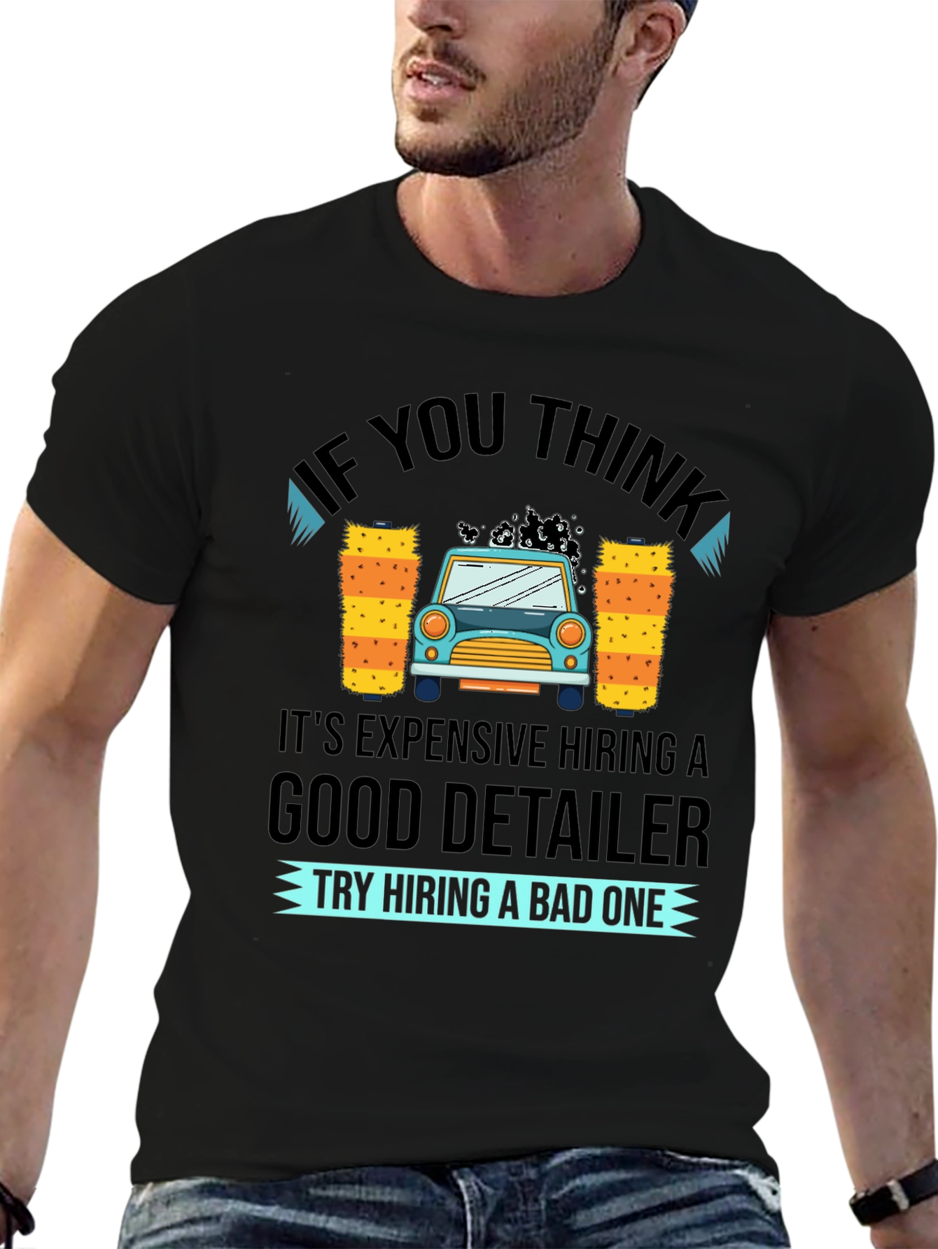 Black Car Detailer T-Shirt - Funny Car Wash Gift view 6