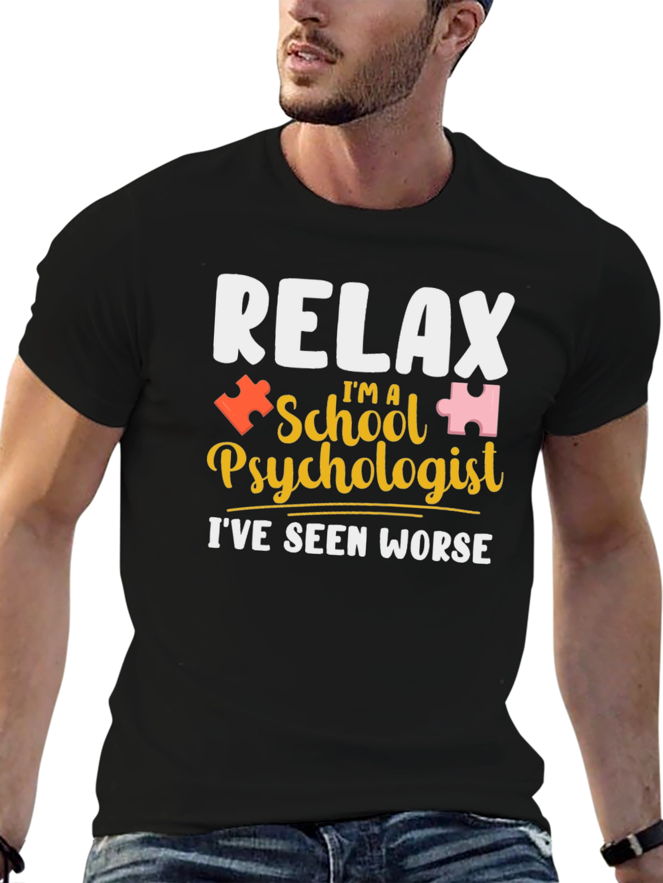 Black Relax I'm a School Psychologist T-Shirt view 6