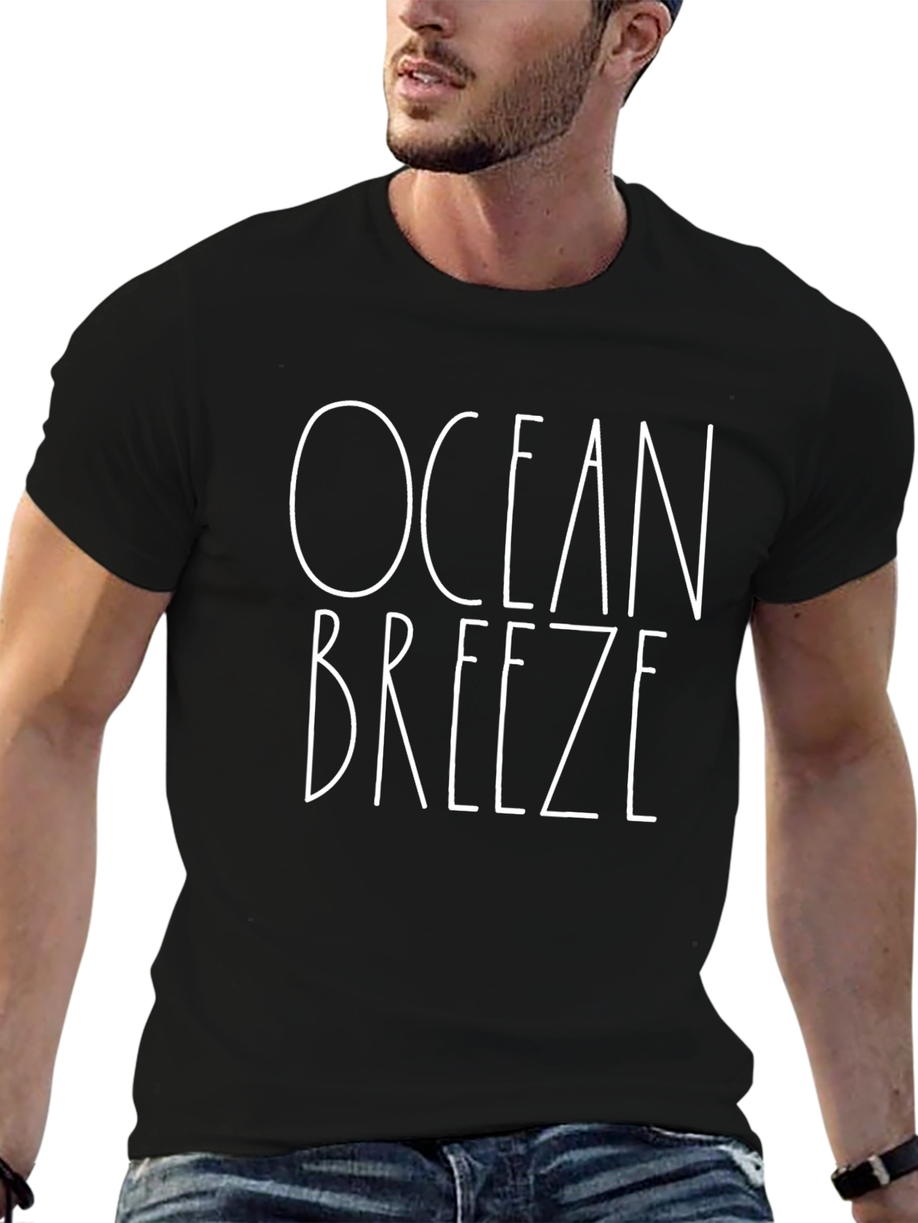 Black Ocean Breeze Black Graphic T-Shirt view 6