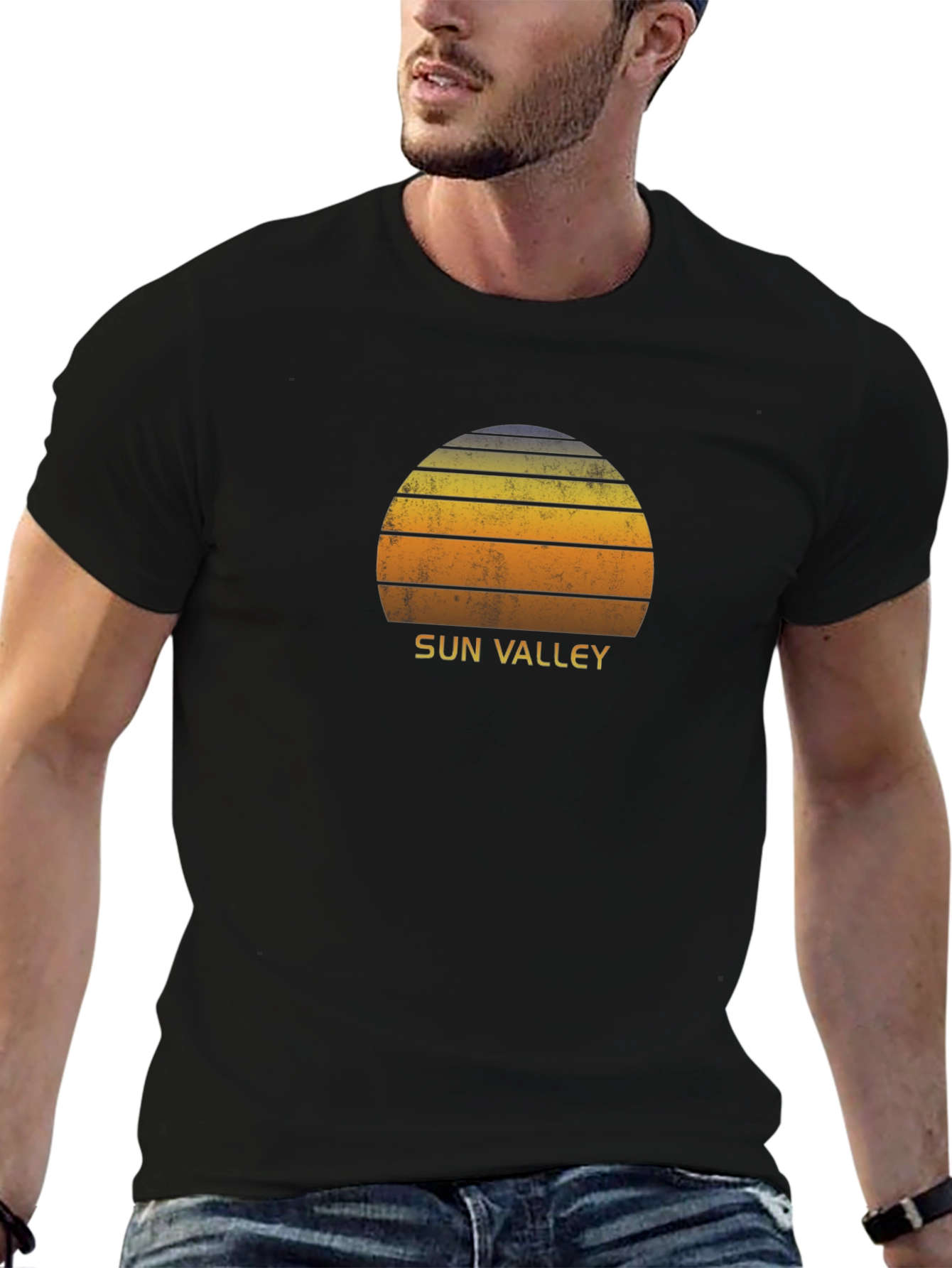 Black Sun Valley Sunset Graphic Tee - Retro Style view 6