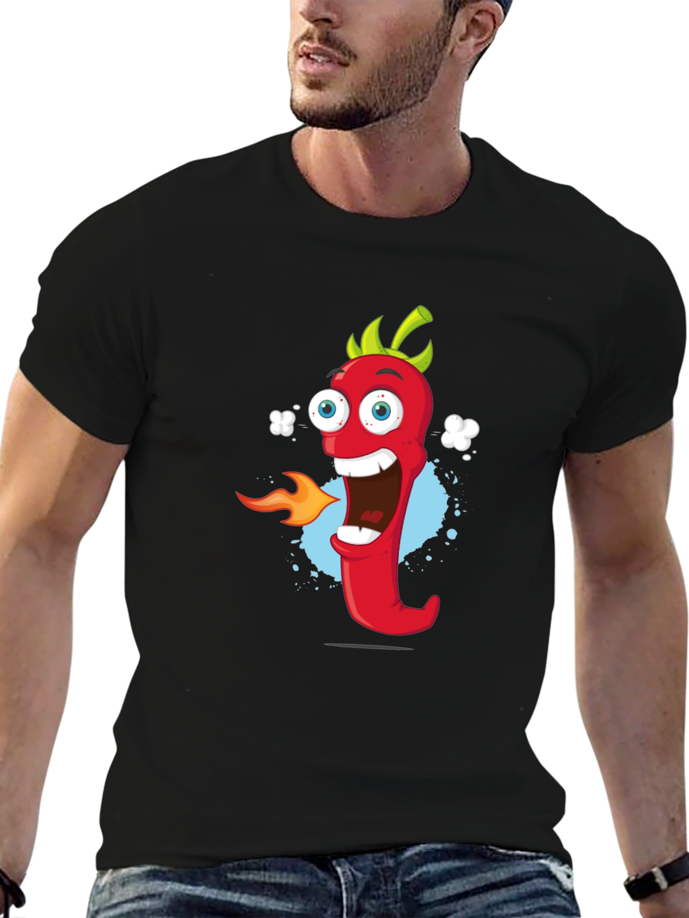 Black Cartoon Pepper T-Shirt - Spicy Fun! view 6
