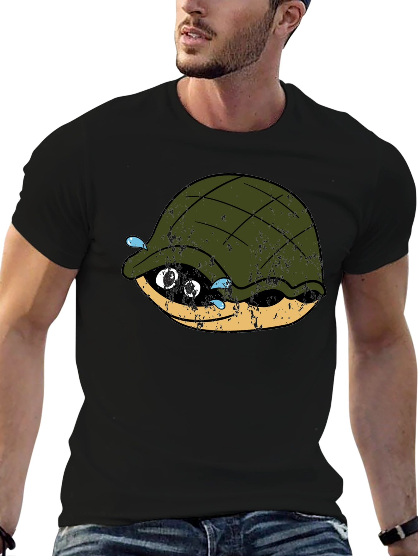 Black Funny Turtle Graphic T-Shirt - Black view 6