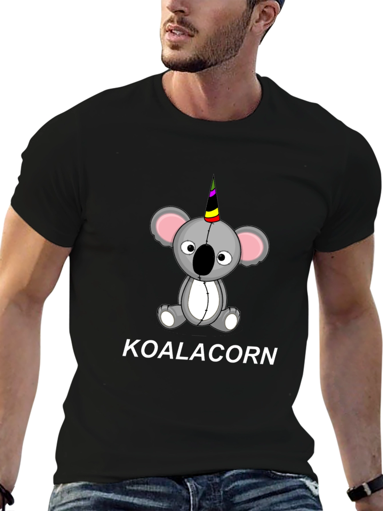 Black Koalacorn Black T-Shirt - Unisex Graphic Tee view 6