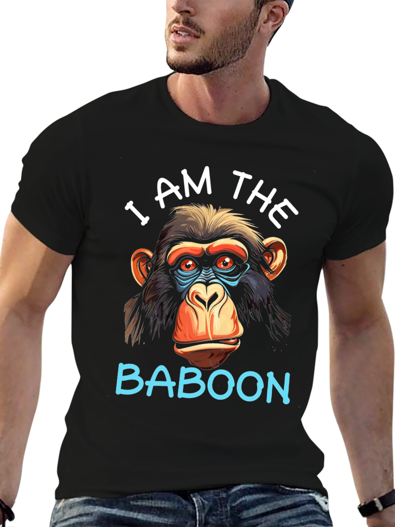 Black I Am The Baboon Graphic T-Shirt view 6