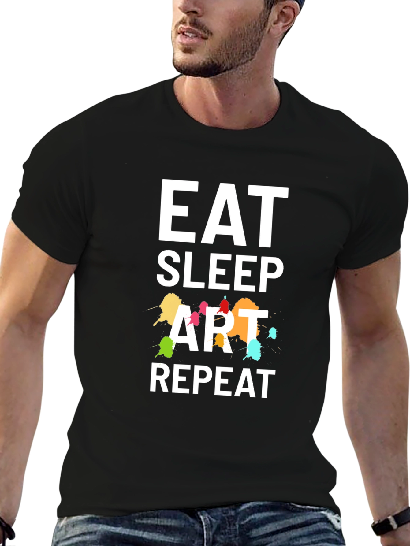 Black Eat Sleep Art Repeat Graphic T-Shirt view 6