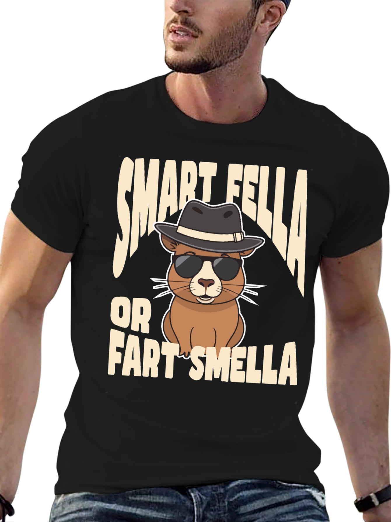 Black Smart Fella or Fart Smella T-Shirt view 6