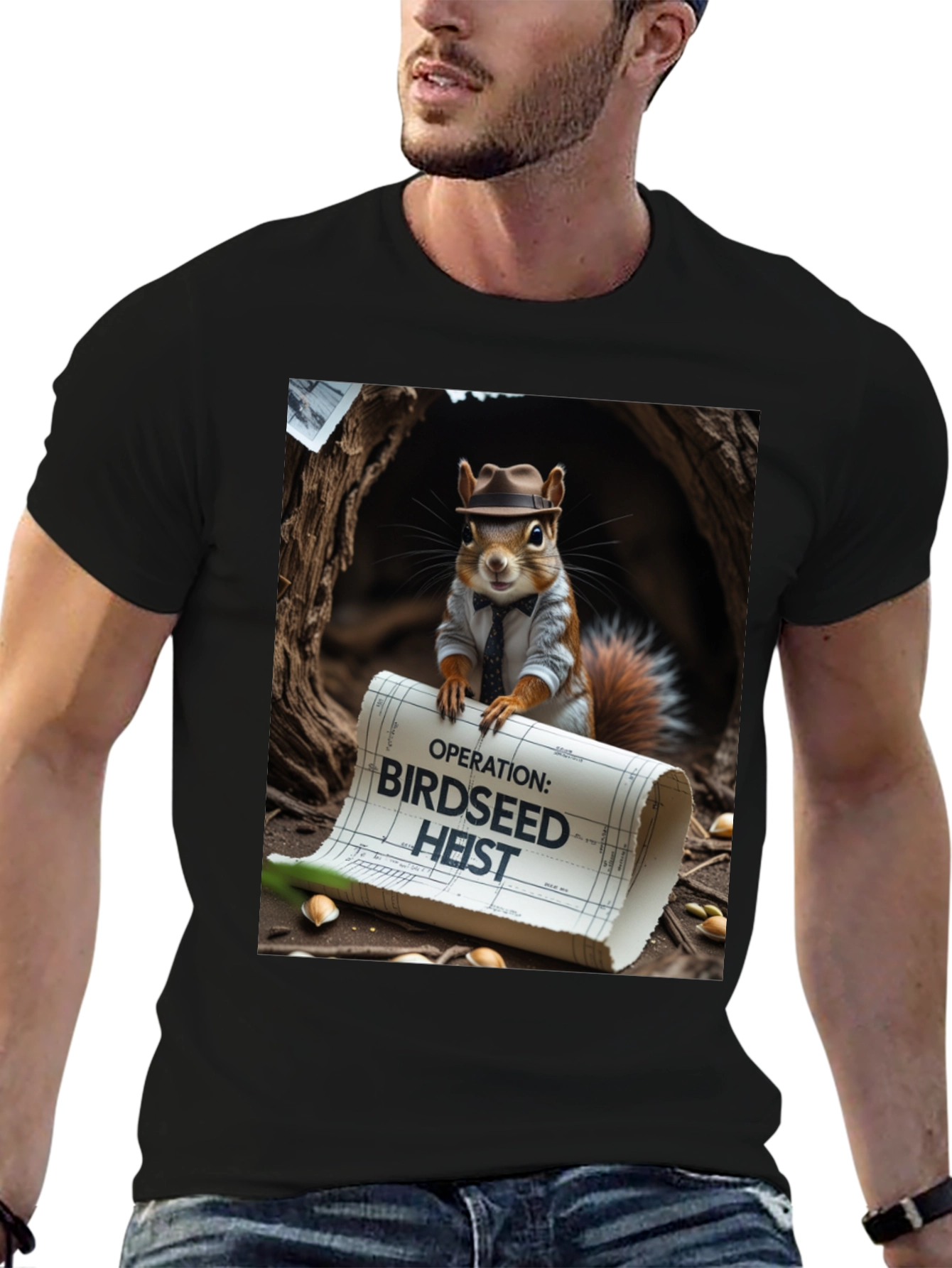 Black Birdseed Heist Squirrel Tee view 6