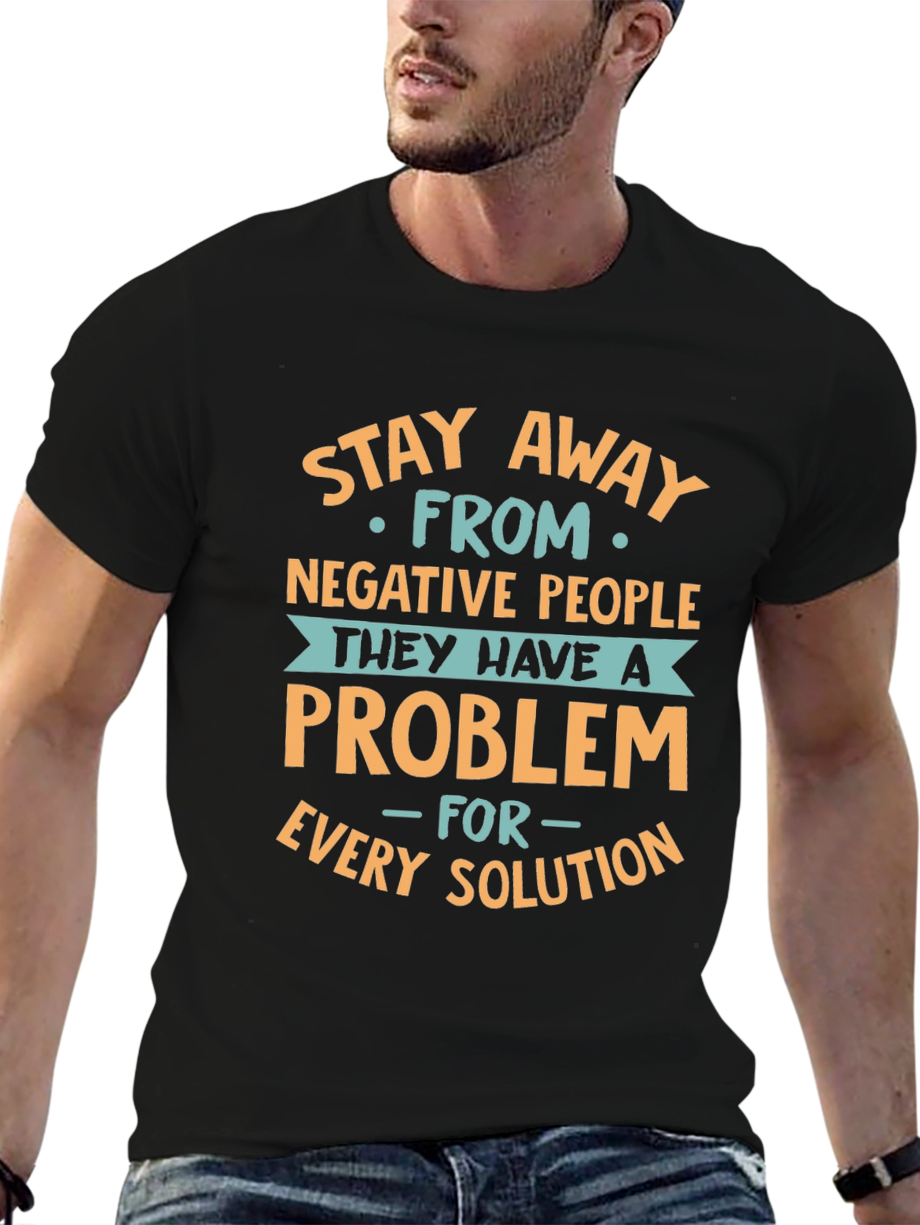 Black Stay Away T-Shirt: Negative People Problem view 6